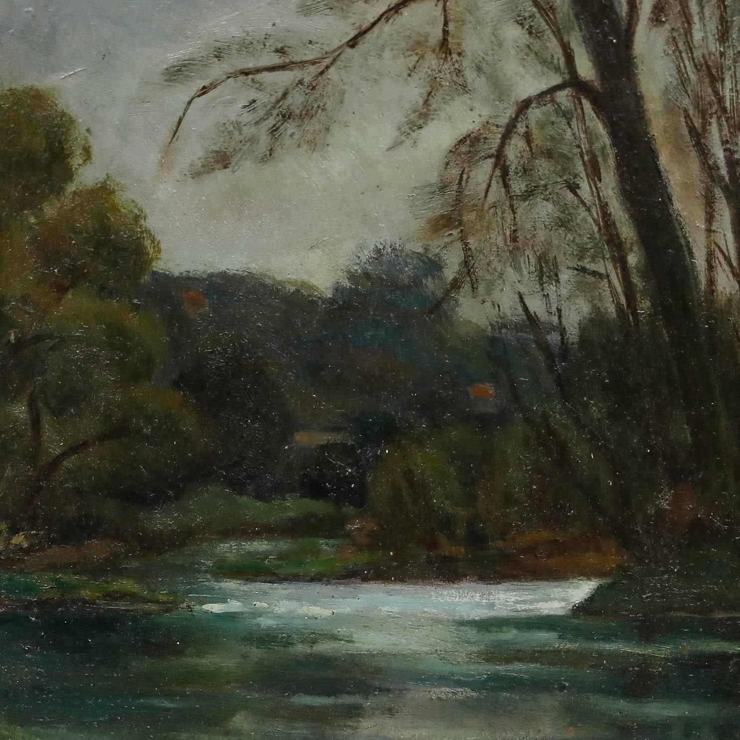Marcel Renot (1896 1973) Mid 20th Century Oil, River Landscape photo Art