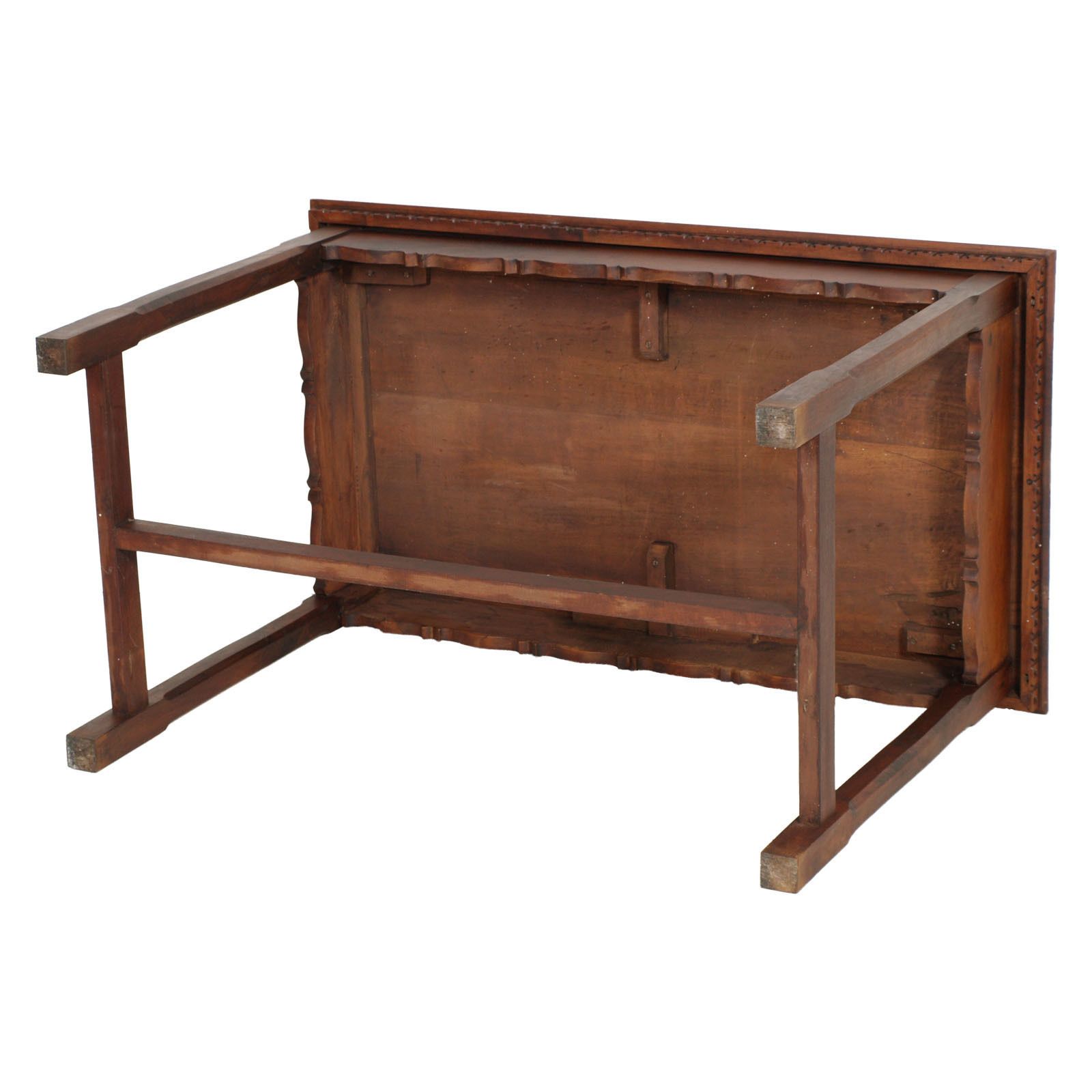 1900s Austria Wiener Art Nouveau Table, Solid Walnut Restored, Polished To Wax photo vinterior