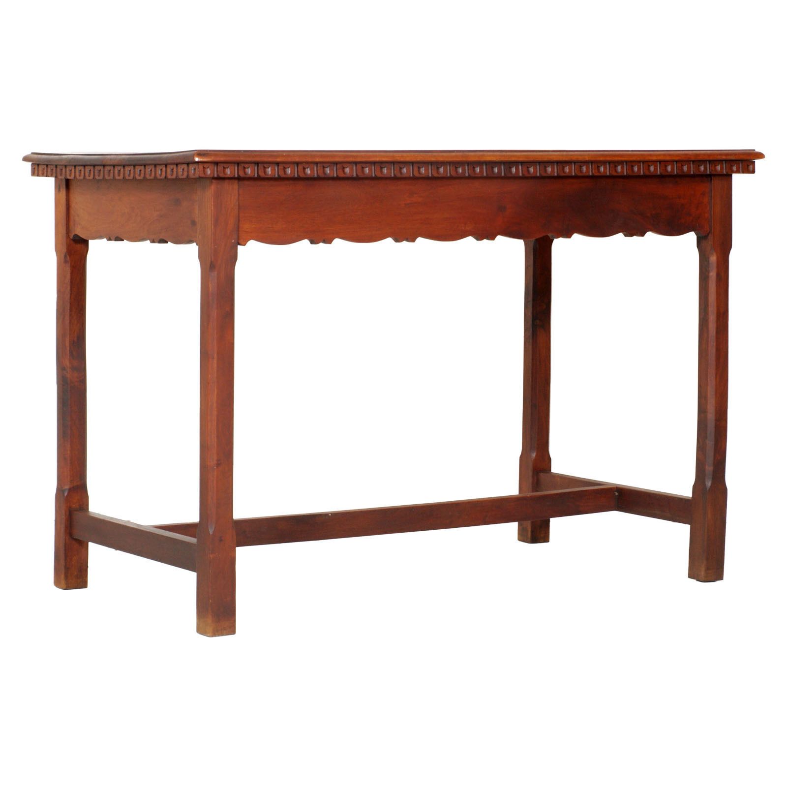 1900s Austria Wiener Art Nouveau Table, Solid Walnut Restored, Polished To Wax