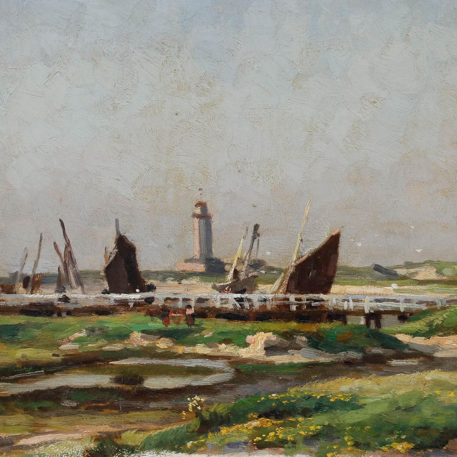 Victor Gilsoul (1867 1939) Early 20th Century Oil, Channel At Nieuport photo Art