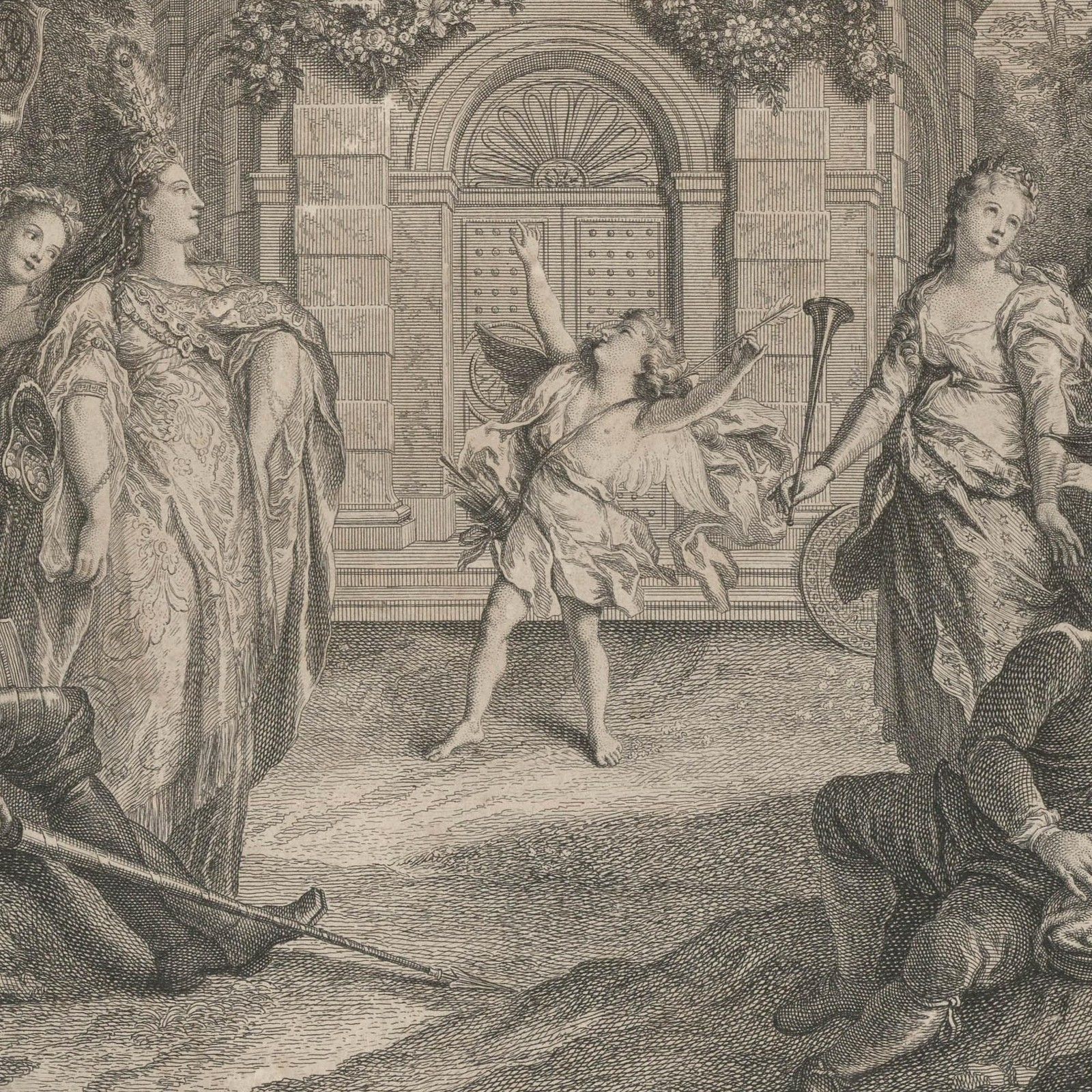 Cochin After Coypel Engraving, Entrée De L'amour Et De La Richesse photo for sale