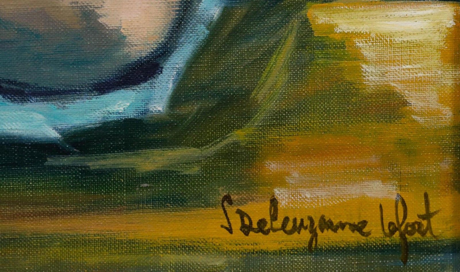 Suzanne Deluzanne Lefort 20th Century Oil, Nude On Yellow Sofa photo vinterior