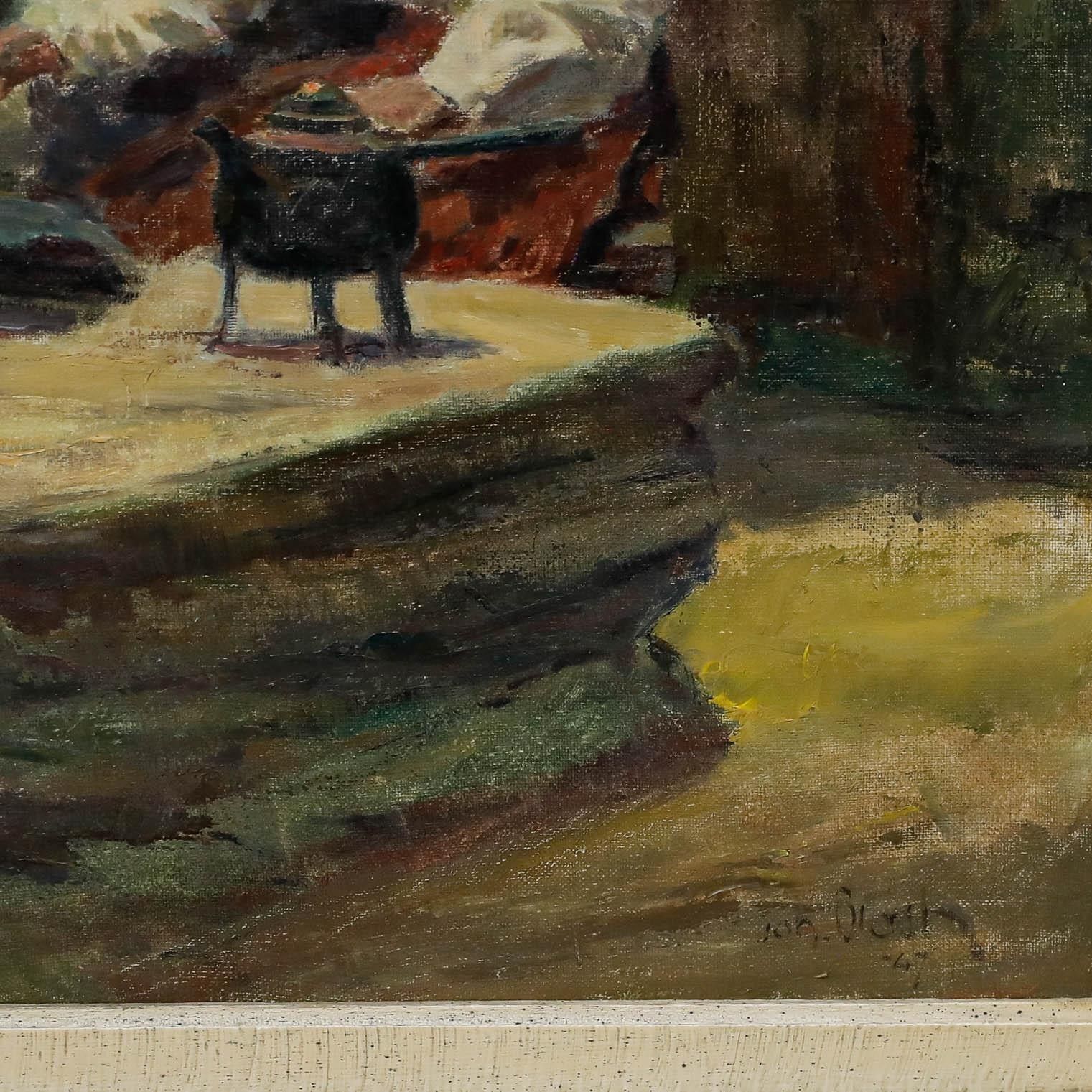 1947 Oil Woman At Stove photo vinterior