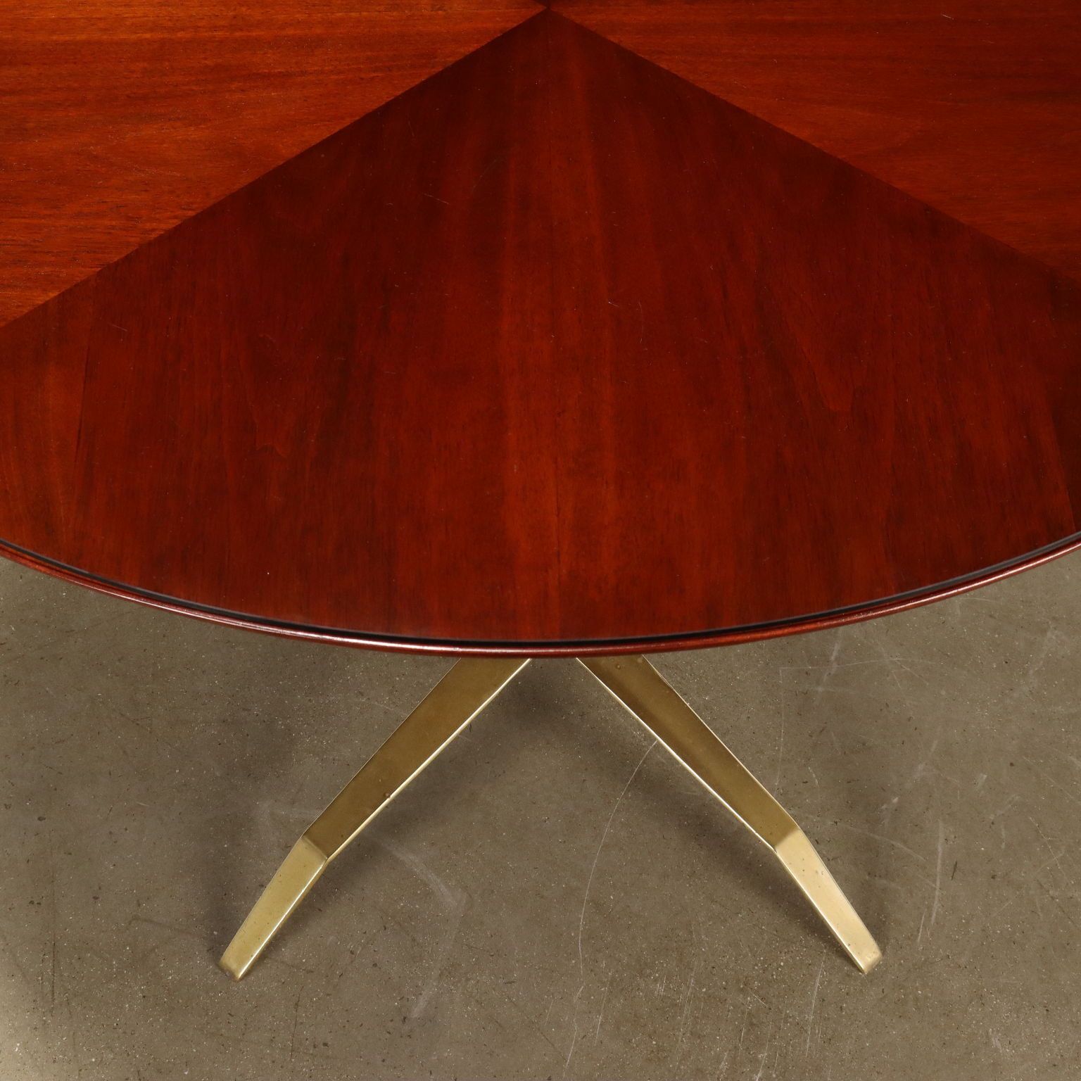 Vintage Table Mahogany Veneer Brass Design Italy 1950s 60s photo Furniture