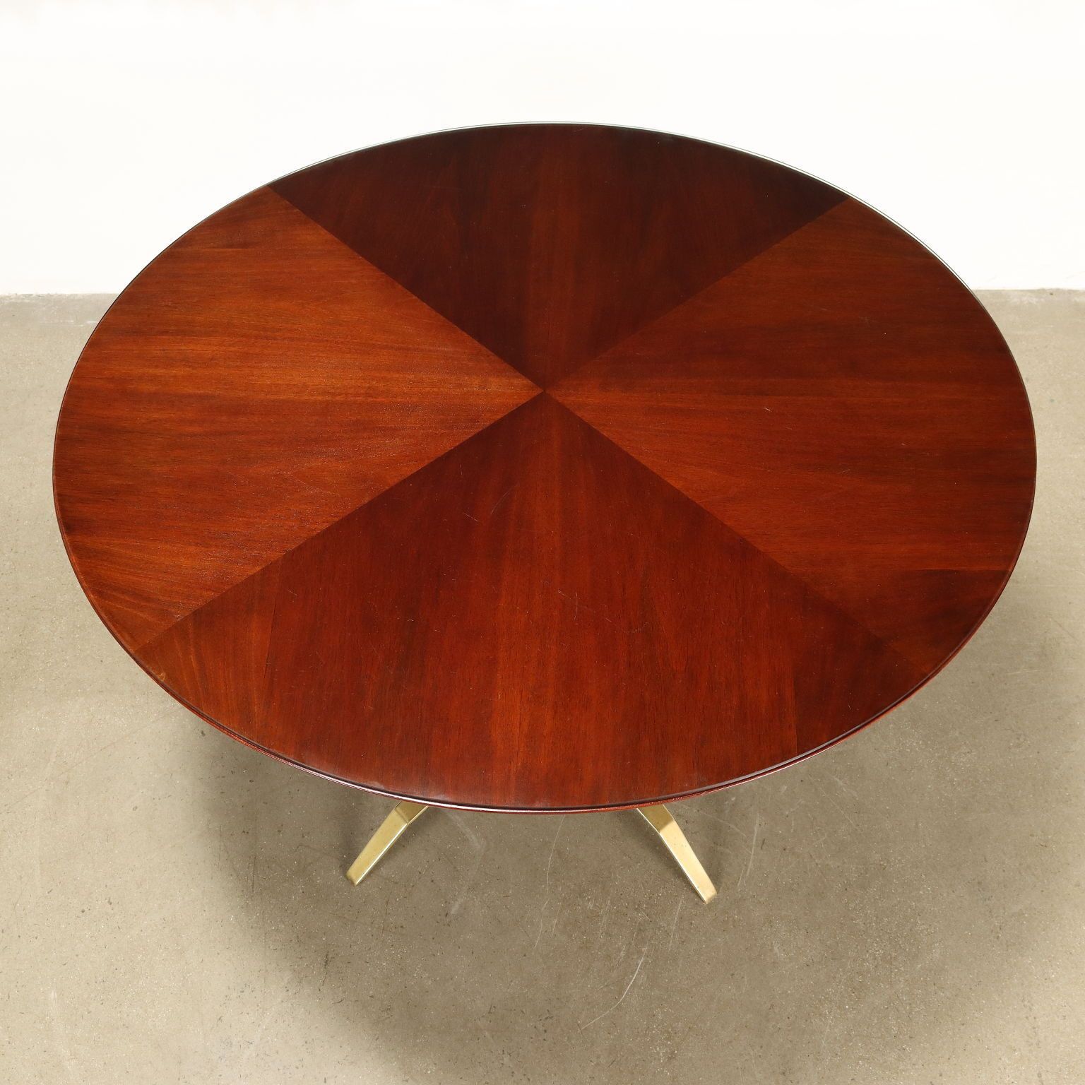 Vintage Table Mahogany Veneer Brass Design Italy 1950s 60s photo 2870.0