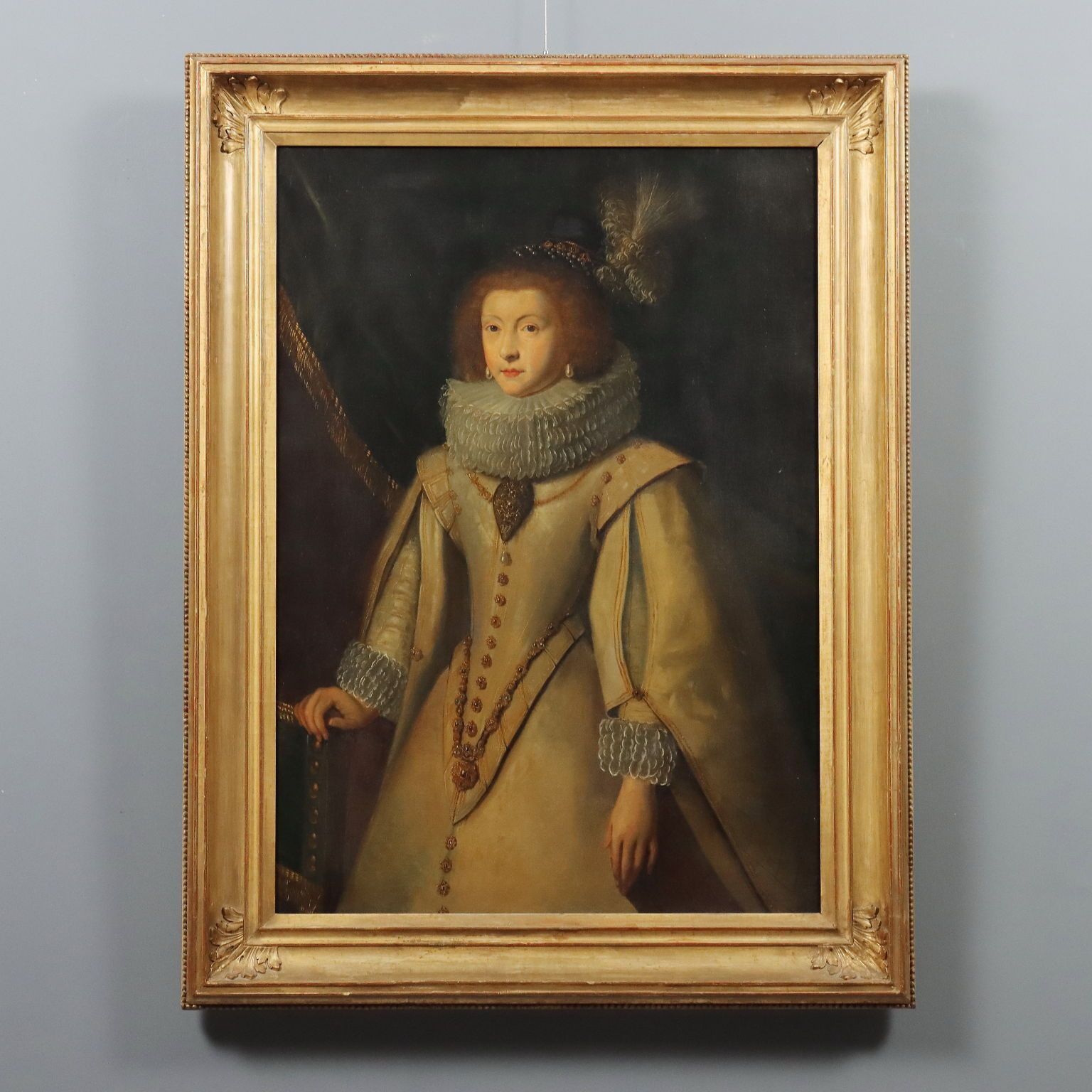 Antique Painting Portrait Of A Noblewoman Oil On Canvas XIX Century