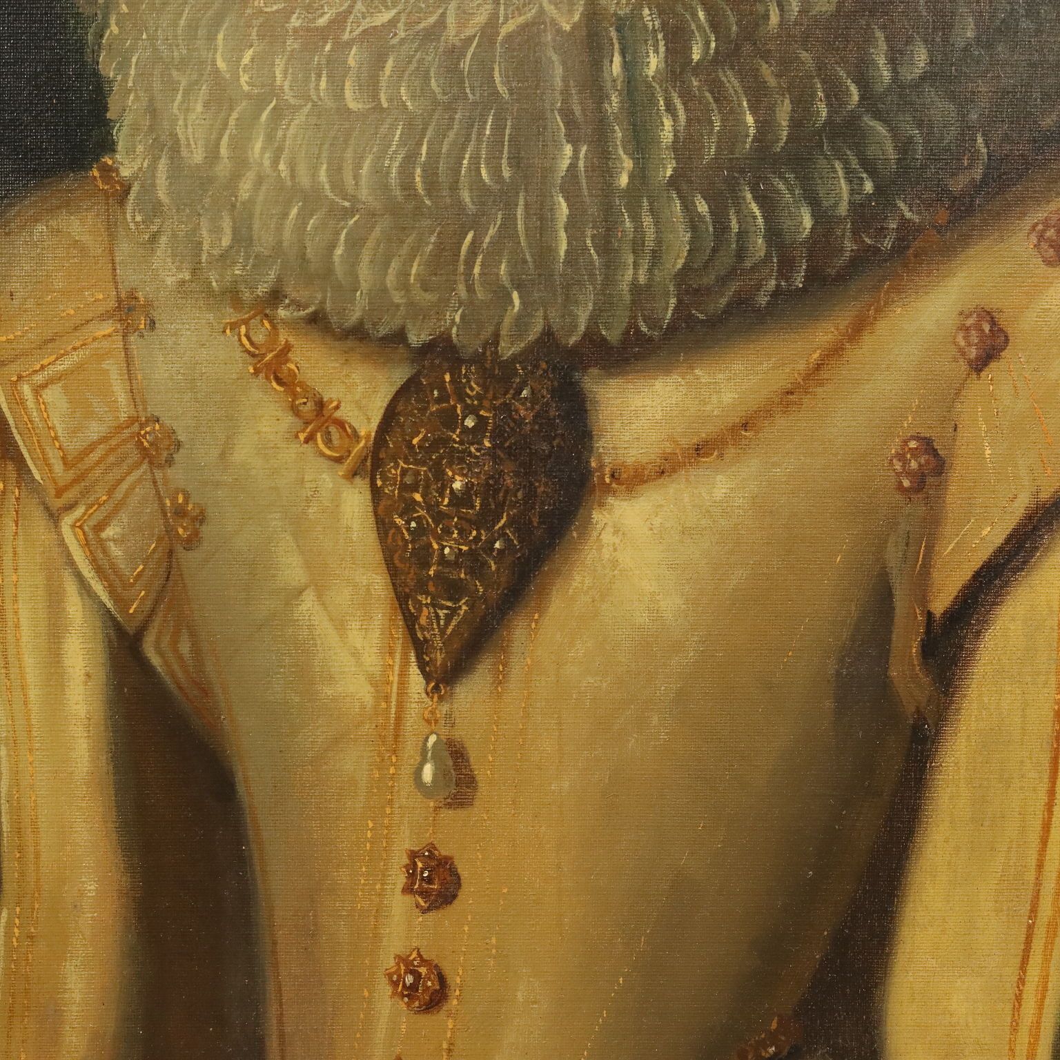 Antique Painting Portrait Of A Noblewoman Oil On Canvas XIX Century photo buy