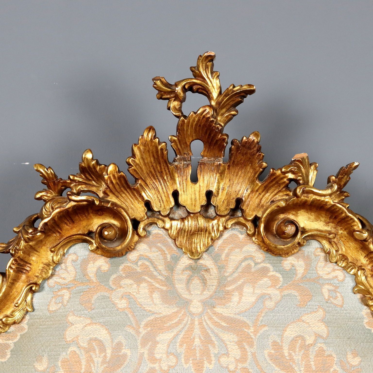 Antique Headboard Carved Gilded Wood Italy XIX Century photo for sale