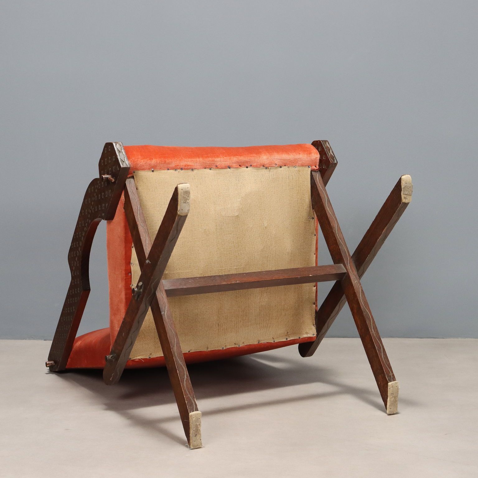 Vintage Armchair Wood Fabric Foam Design Italy 1960s photo vintage