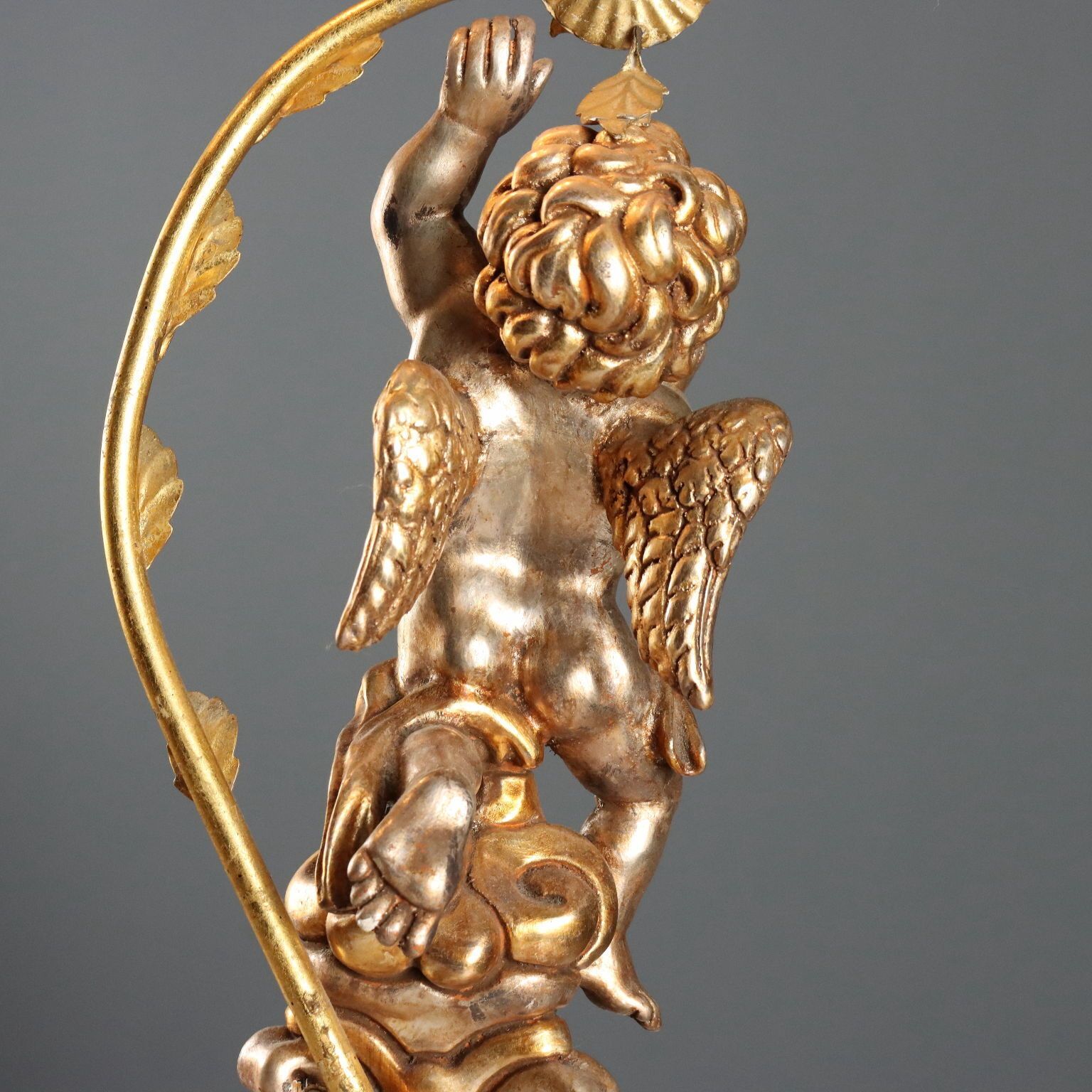 photo for sale Antique Candelabra Gilded Carved Wood Italy XX Century
