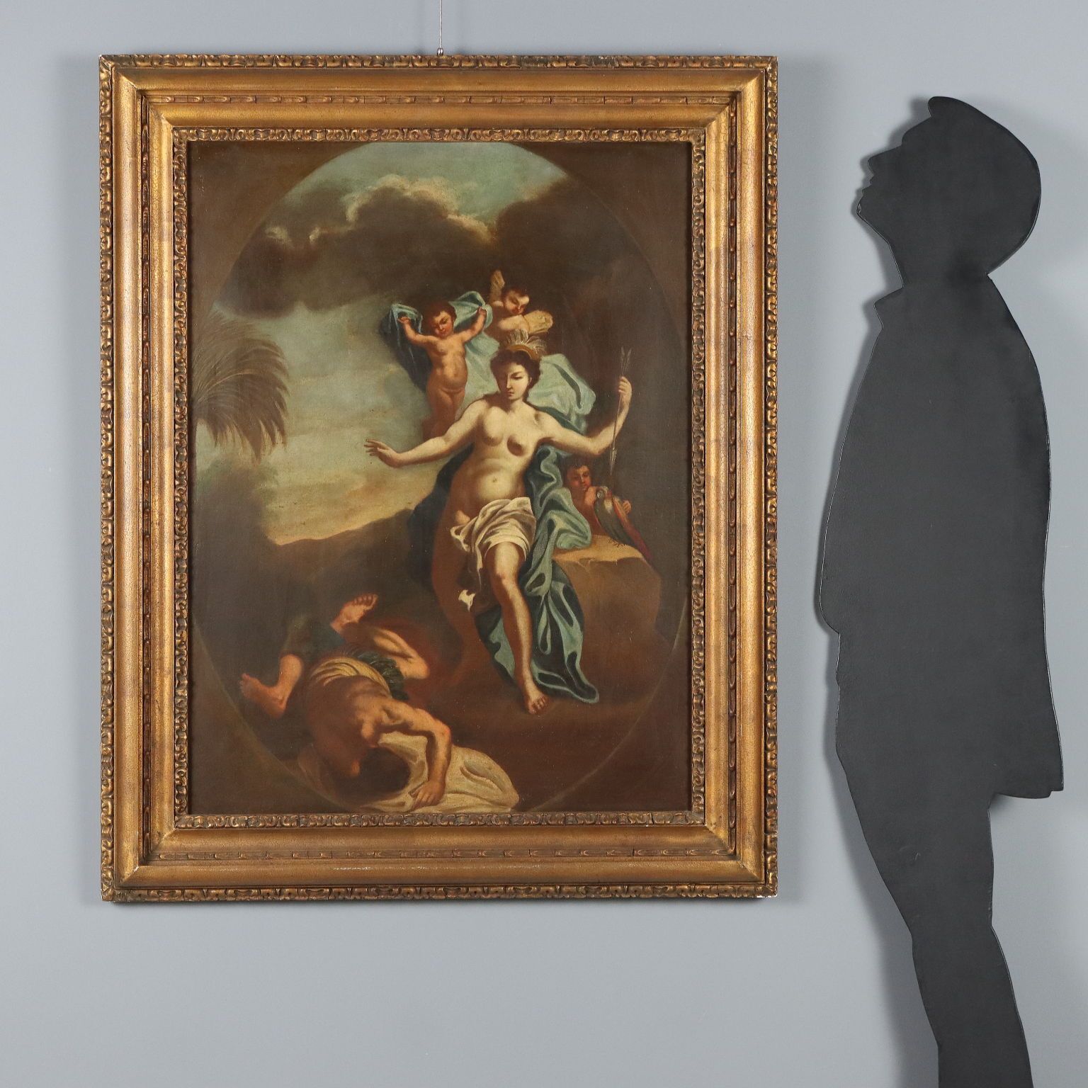 Antique Painting Allegory Of America Oil On Canvas XVIII Century photo furniture