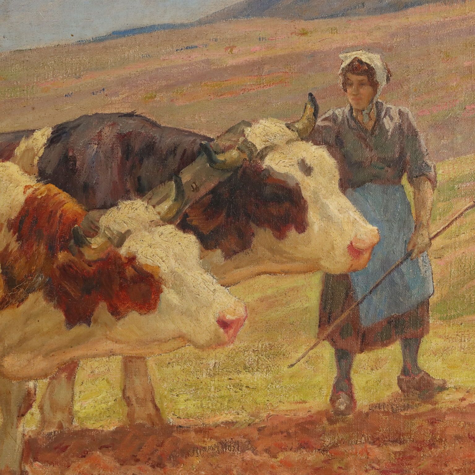 Antique Painting Signed Clovis Terraire Ploughing In Bugey '900 photo 3500.0
