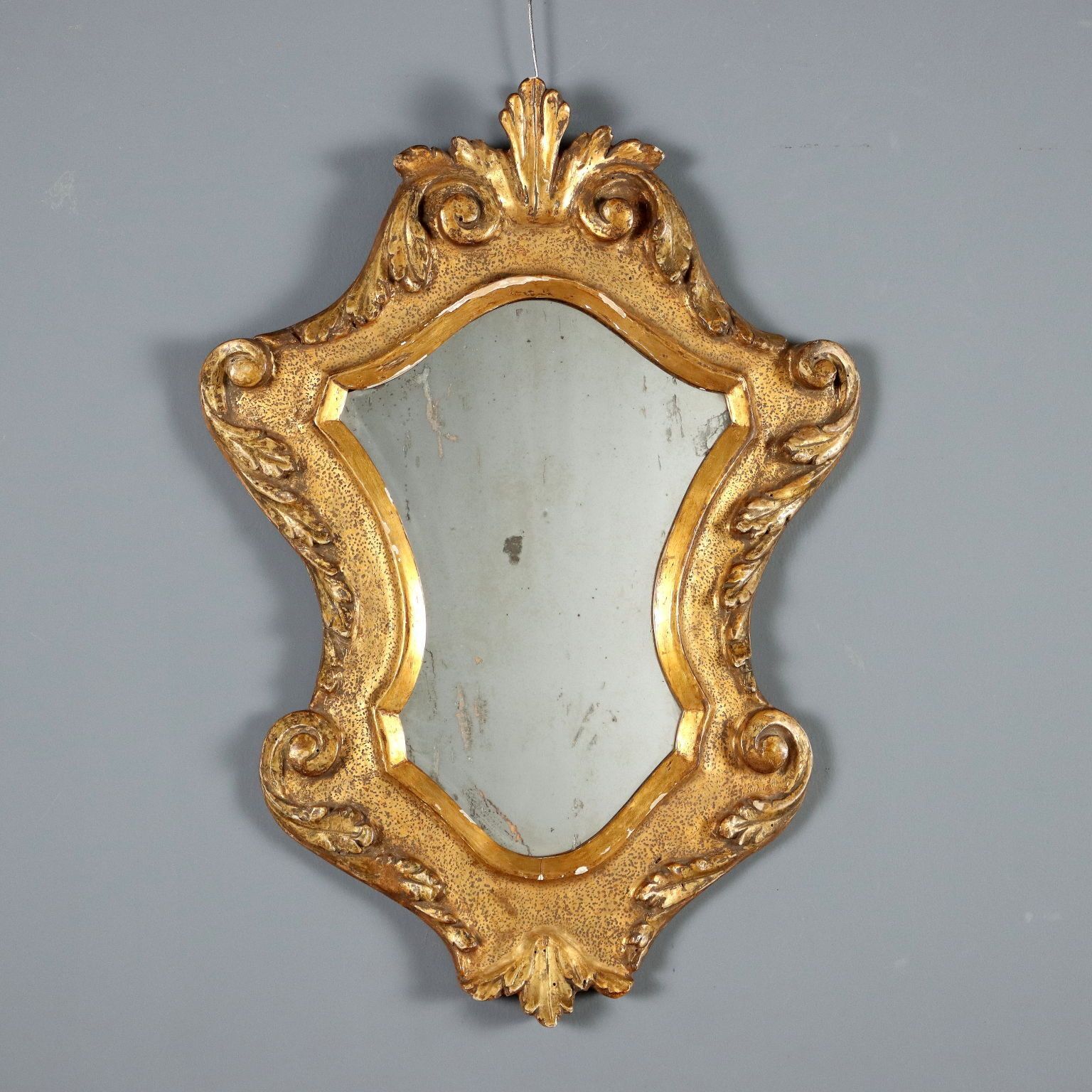 Antique Mirror Gilded Carved Wood Italy XIX Century