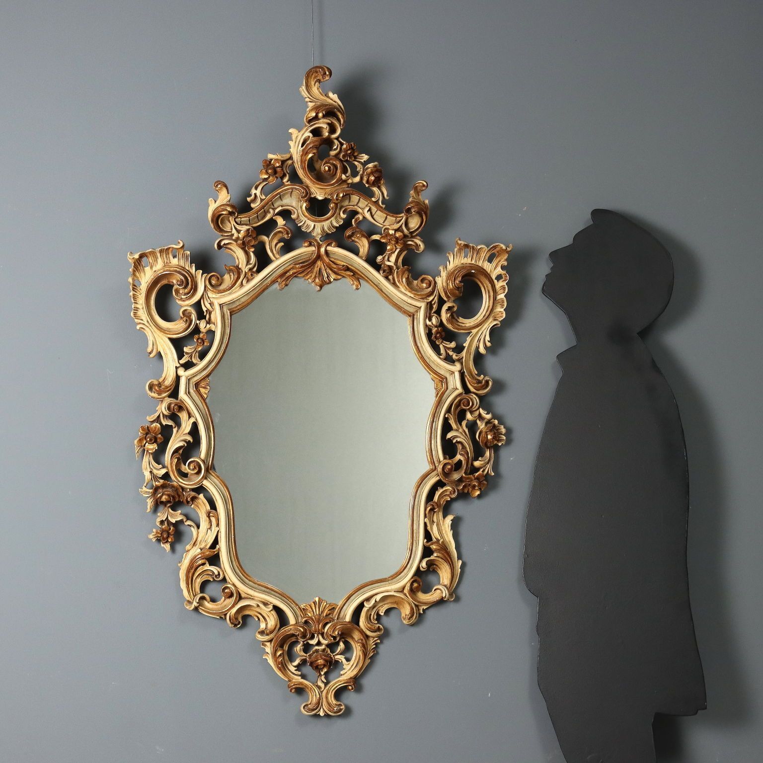 Antique Mirror Gilded Lacquered Wood Italy Early XX Century photo furniture