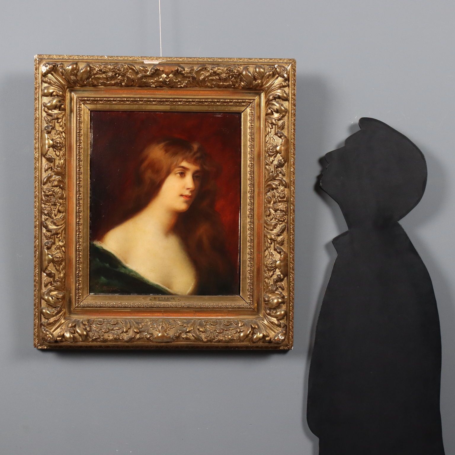 Antique Painting Edouard D'otemar Portrait Of A Young Woman '800 photo furniture