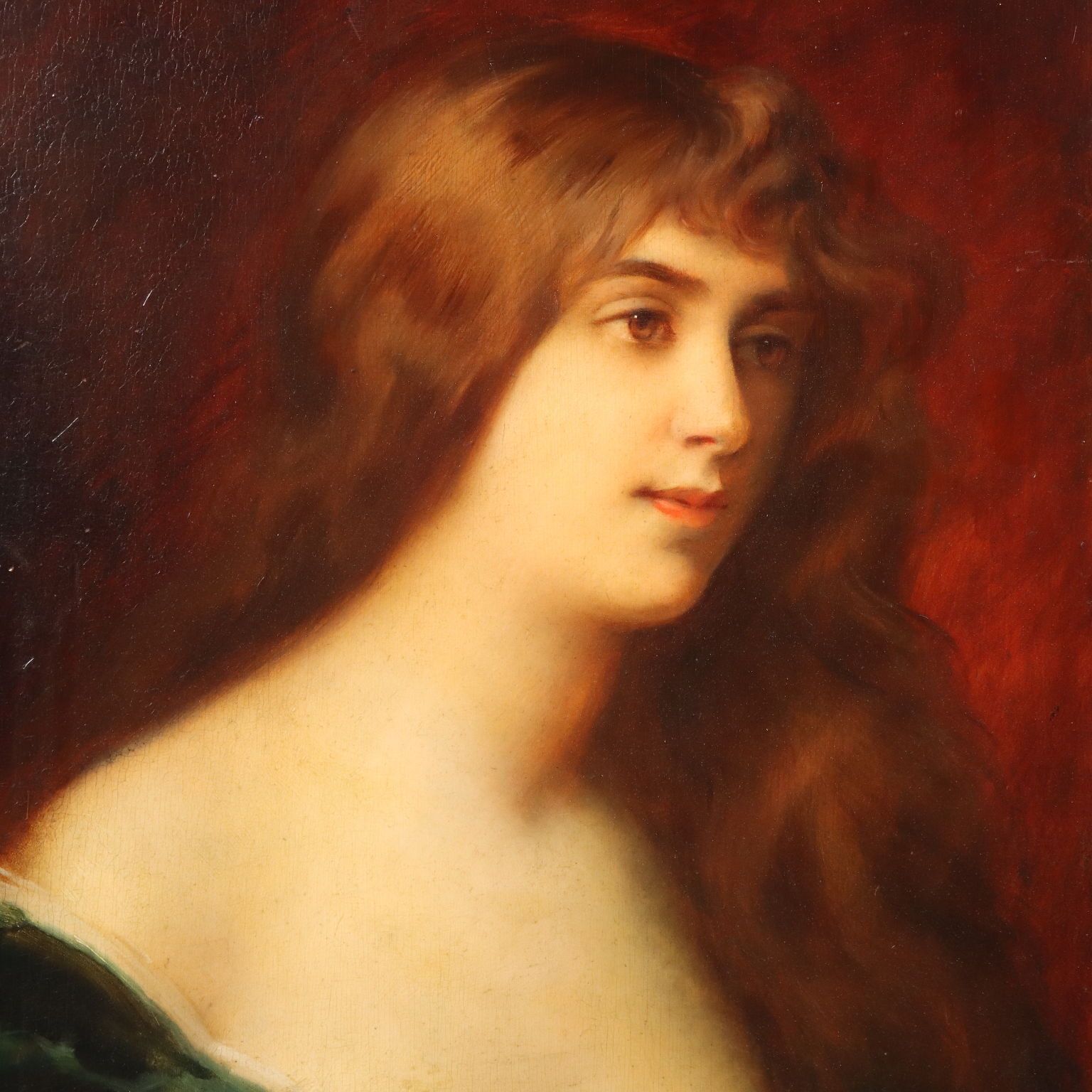 Antique Painting Edouard D'otemar Portrait Of A Young Woman '800 photo for sale
