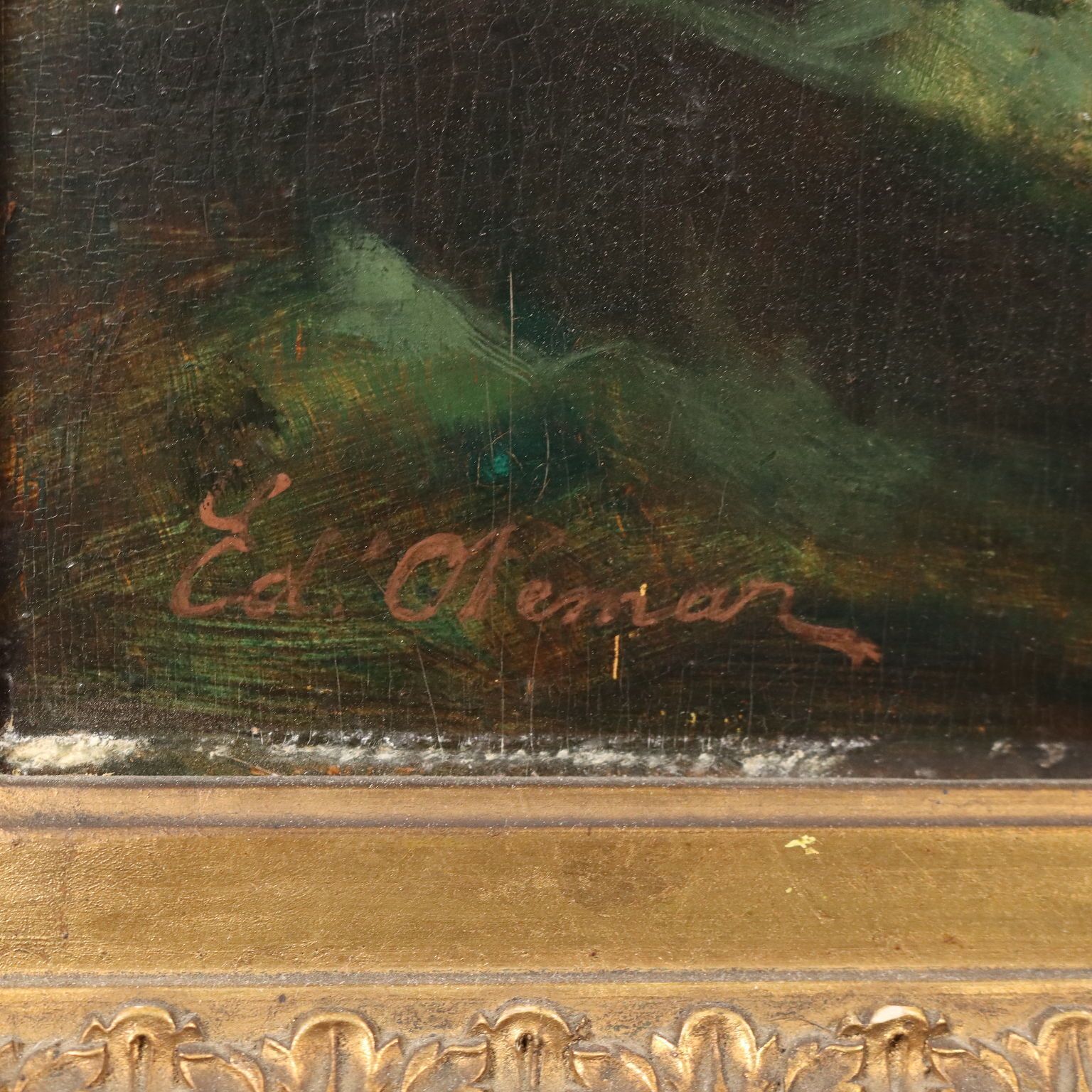 Antique Painting Edouard D'otemar Portrait Of A Young Woman '800 photo vintage