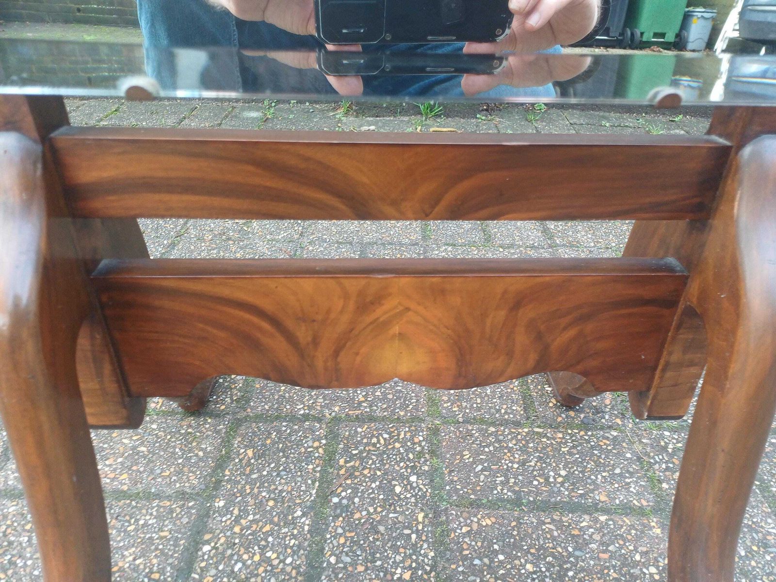 photo vintage Superior Antique Cheval Mirror Walnut Veneer Oak Feet Bevelled Glass 1920/30s Full Length Tilting Dressing Mirror Art Dec