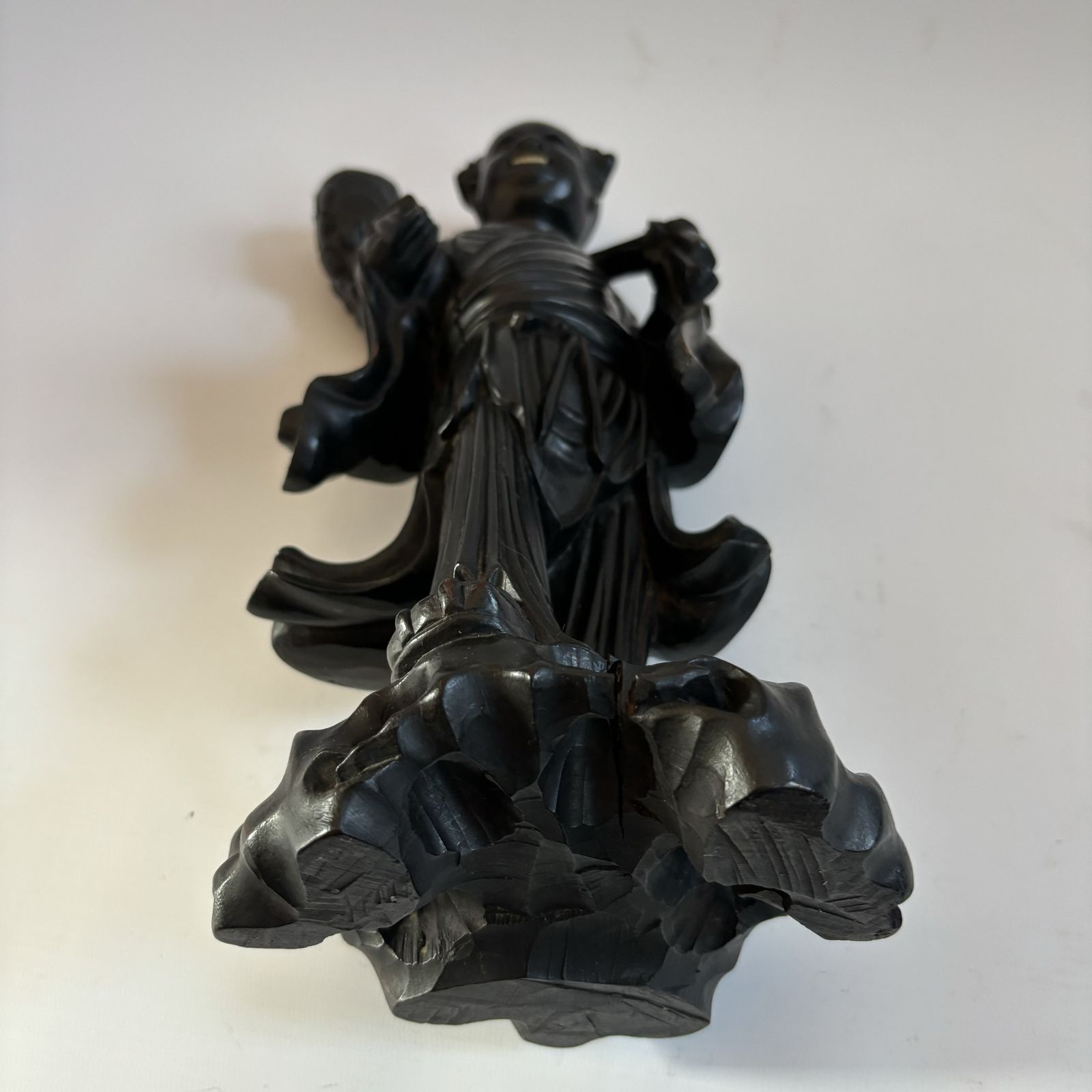 photo for sale Antique Chinese Red Sandalwood Carved Immortal Figure With Bird