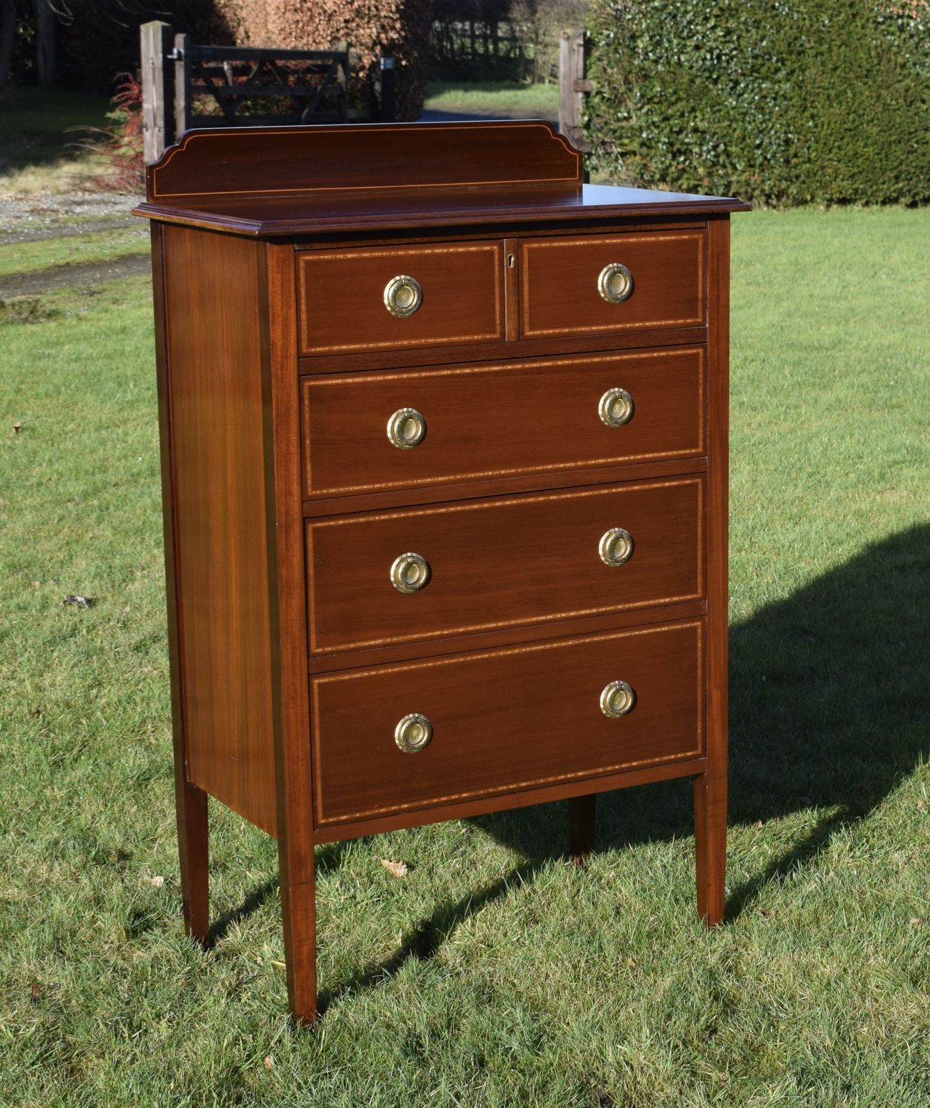 Edwardian Mahogany Inlaid Chest Of Drawers photo for sale