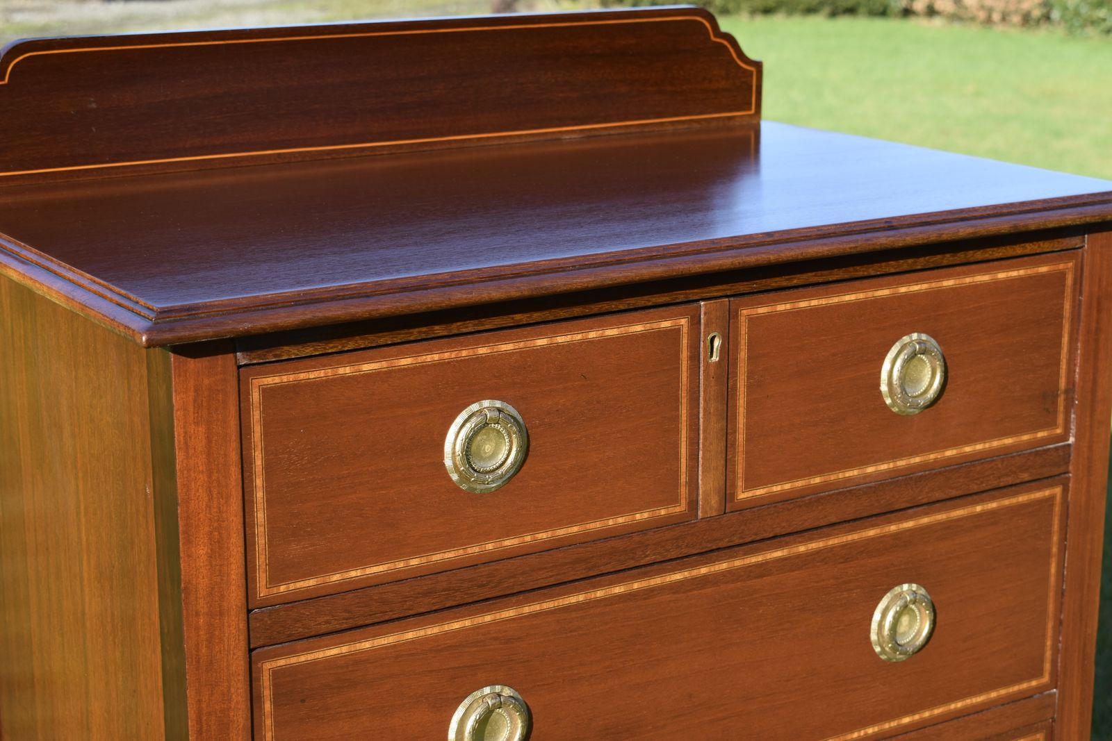 Edwardian Mahogany Inlaid Chest Of Drawers photo vintage