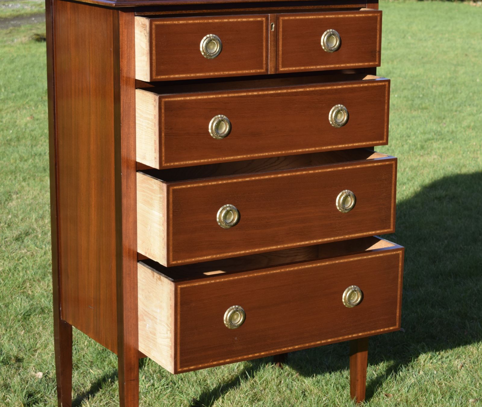 495.0 Edwardian Mahogany Inlaid Chest Of Drawers photo