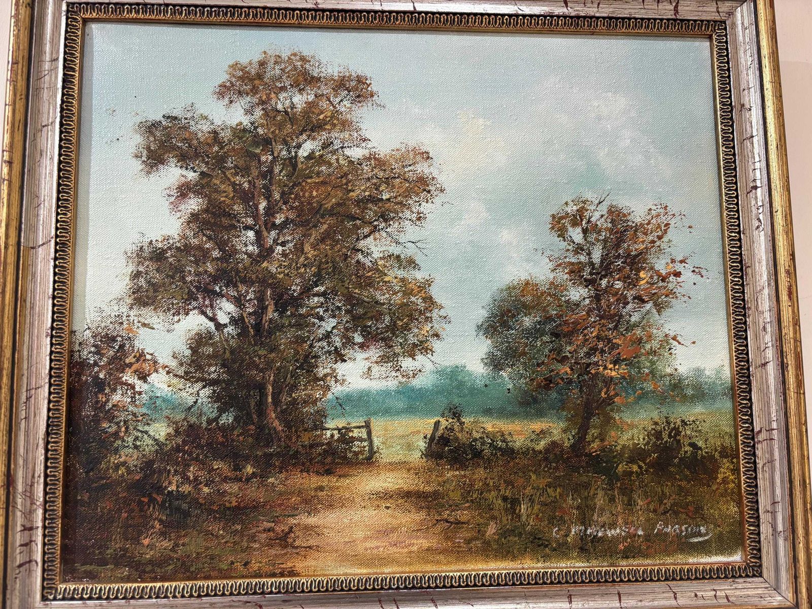 Original Oil Painting Colin Maxwell Parsons "The Open Gate" Landscape Canvas photo furniture