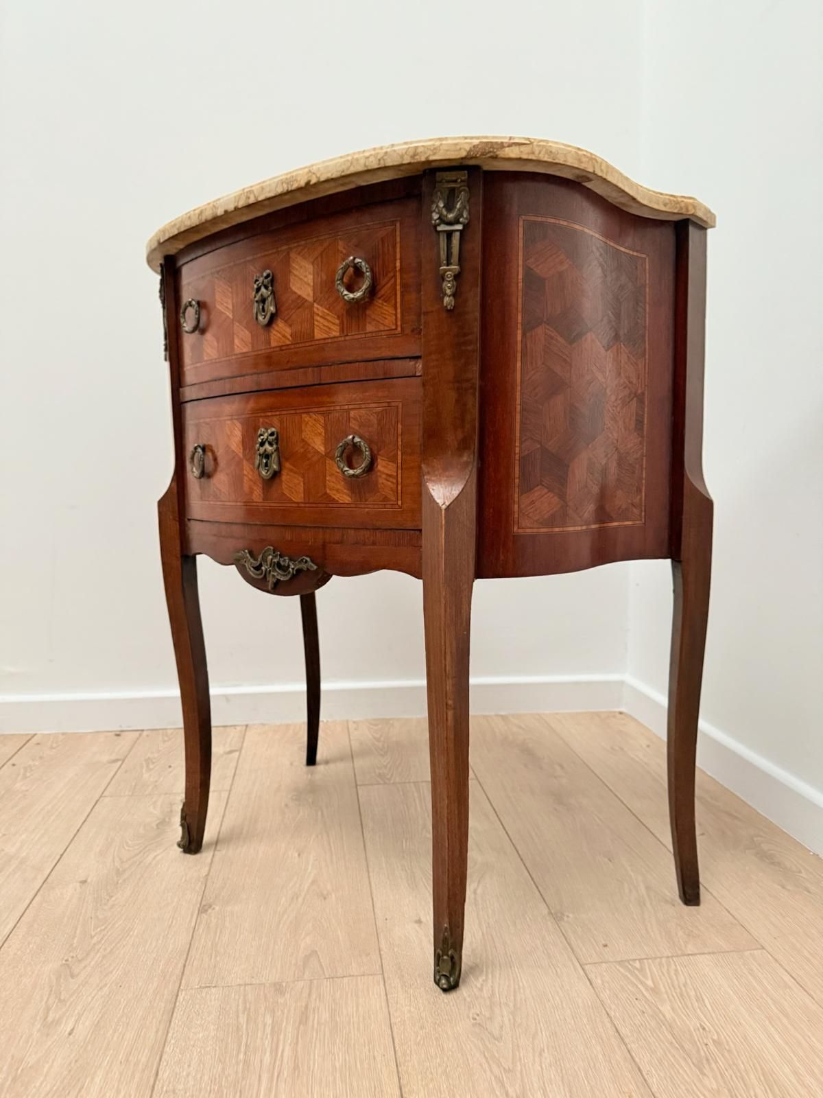 photo for sale Beautiful French Louis XV Tulipwood Marquetry Chest 0187.