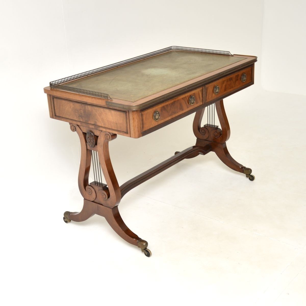Antique Regency Style Mahogany Leather Top Desk / Writing Table photo for sale