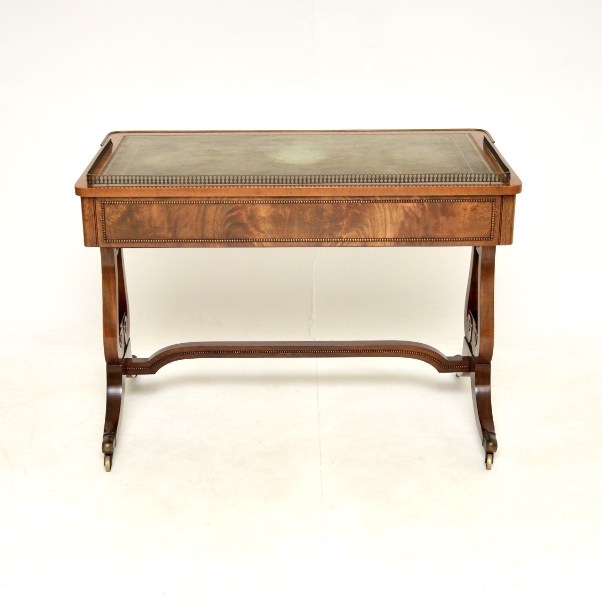 photo buy Antique Regency Style Mahogany Leather Top Desk / Writing Table
