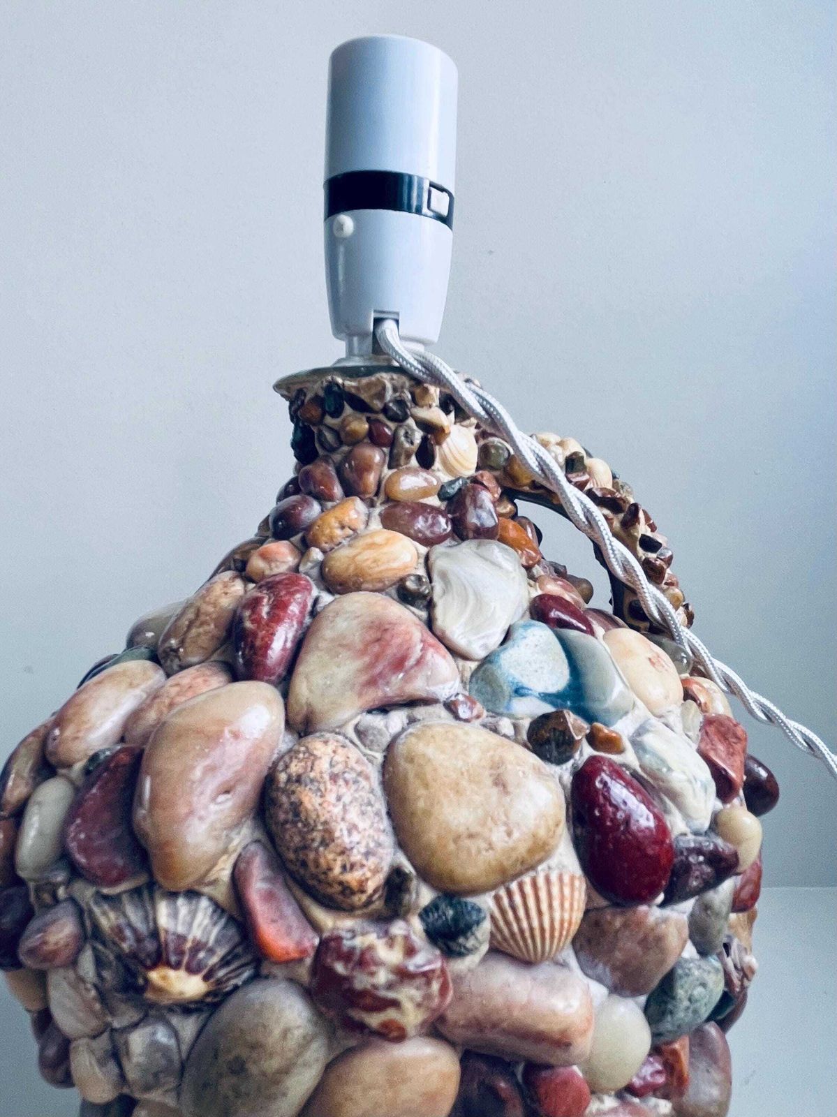 Vintage Shell And Pebble Table Lamp, Coastal Nautical Bottle Lamp, 1970s Folk Art Seaside Decor, Rewired & Pat Tested, Boho Beach House photo 160.0