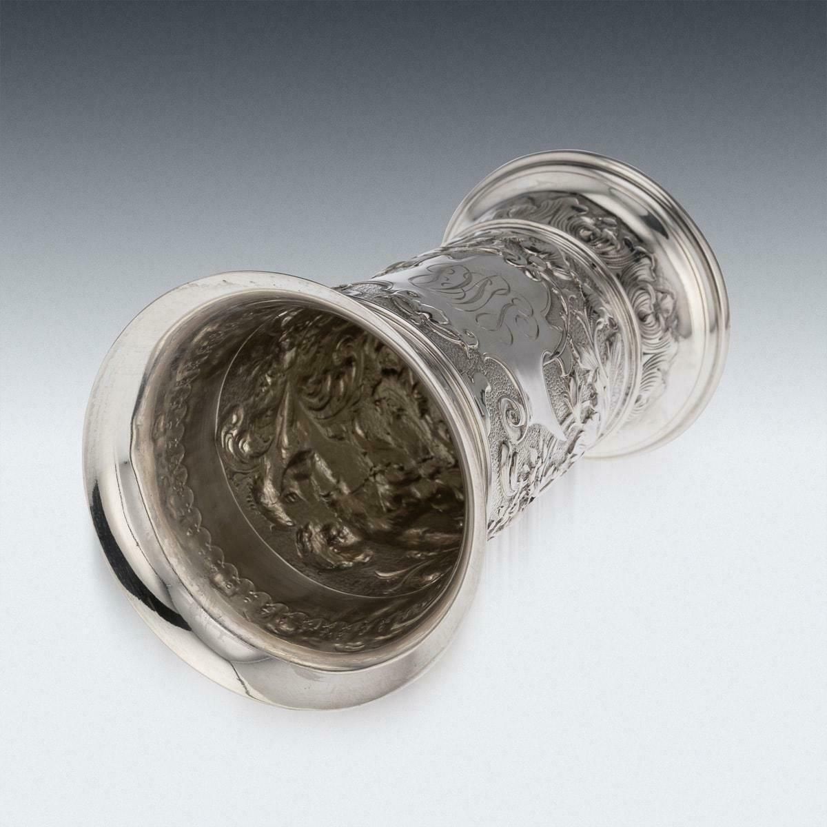 19th Century German Solid Silver Wine Goblet, Hanau, C.1890 photo vinterior
