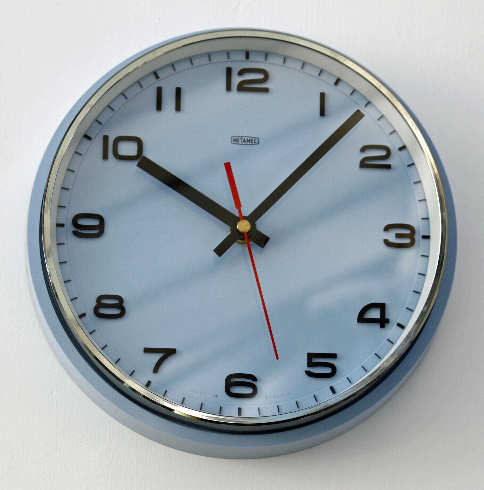 Vintage Metamec Wall Clock   22cm Blue Retro Mid Century Clock Gift Kitchen Clock Off The Wall Clocks photo furniture