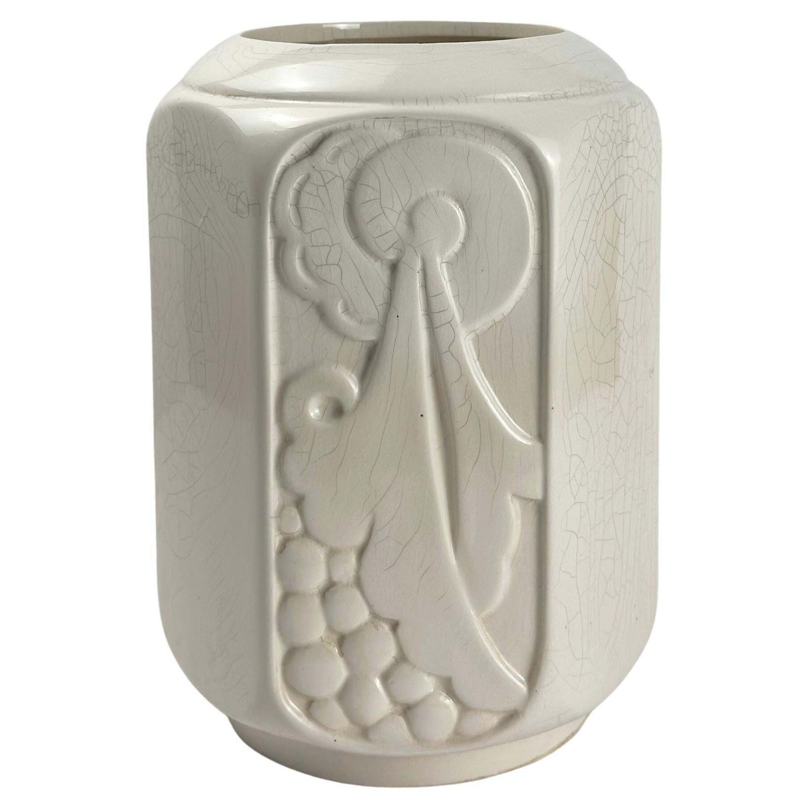 Art Deco French Craquelé Ceramic Vase, Orchies, 1930s