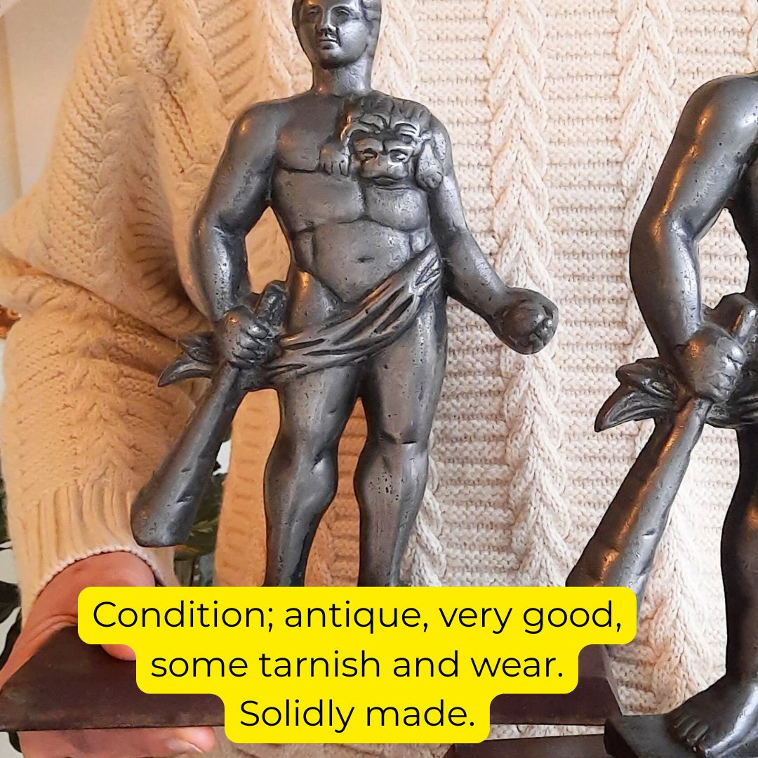 500.0 Antique Metal Cast Figures Of Hercules From The Tampion Big Guns Of Hms Hercules Mounted On Bakelite Bases , Antique Ship's Memorabilia photo