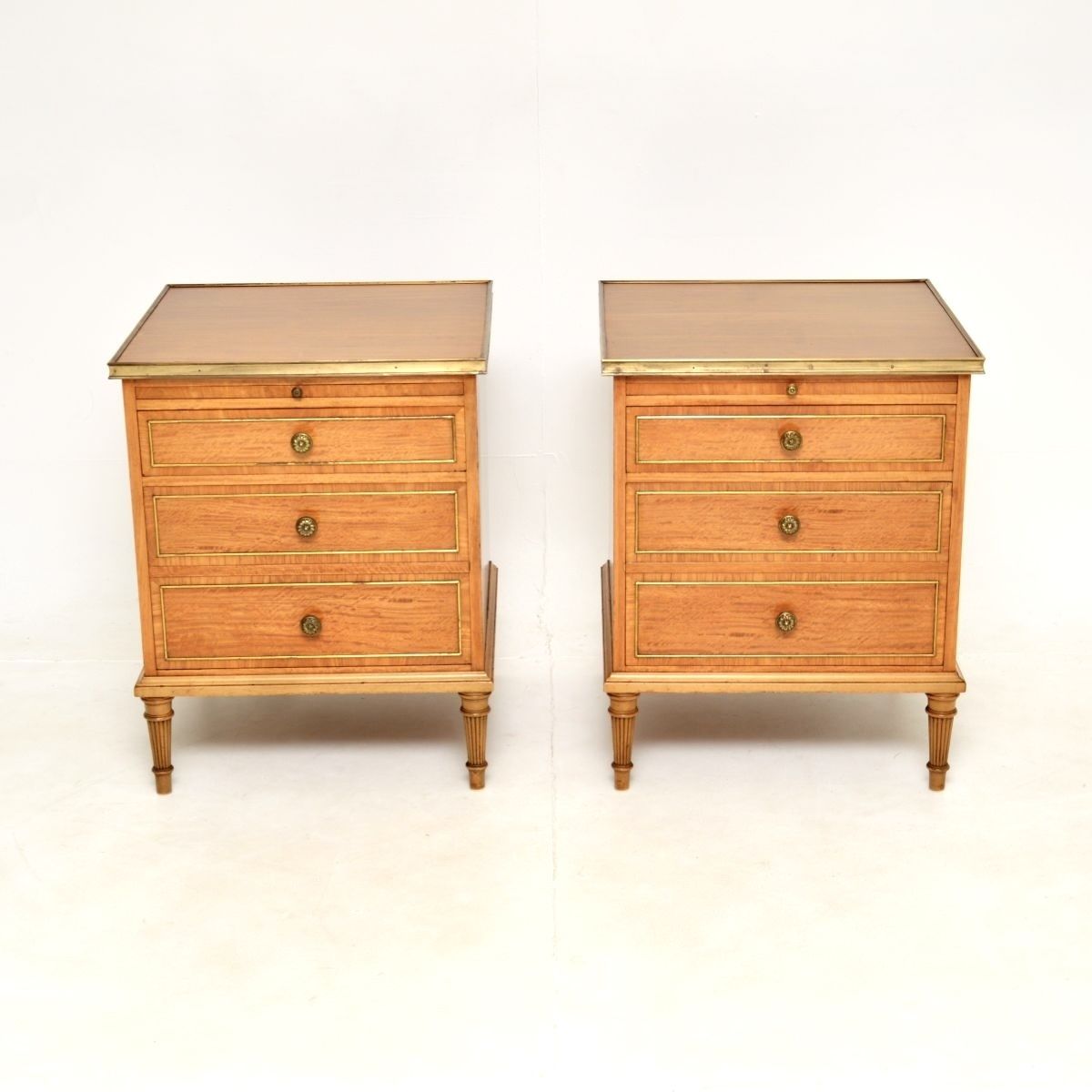 Pair Of Antique Satin Wood Bedside Chests photo furniture