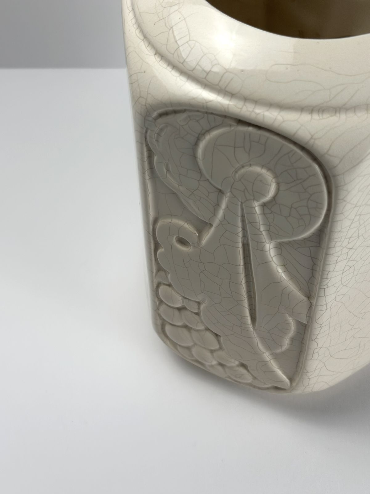 Art Deco French Craquelé Ceramic Vase, Orchies, 1930s photo vintage