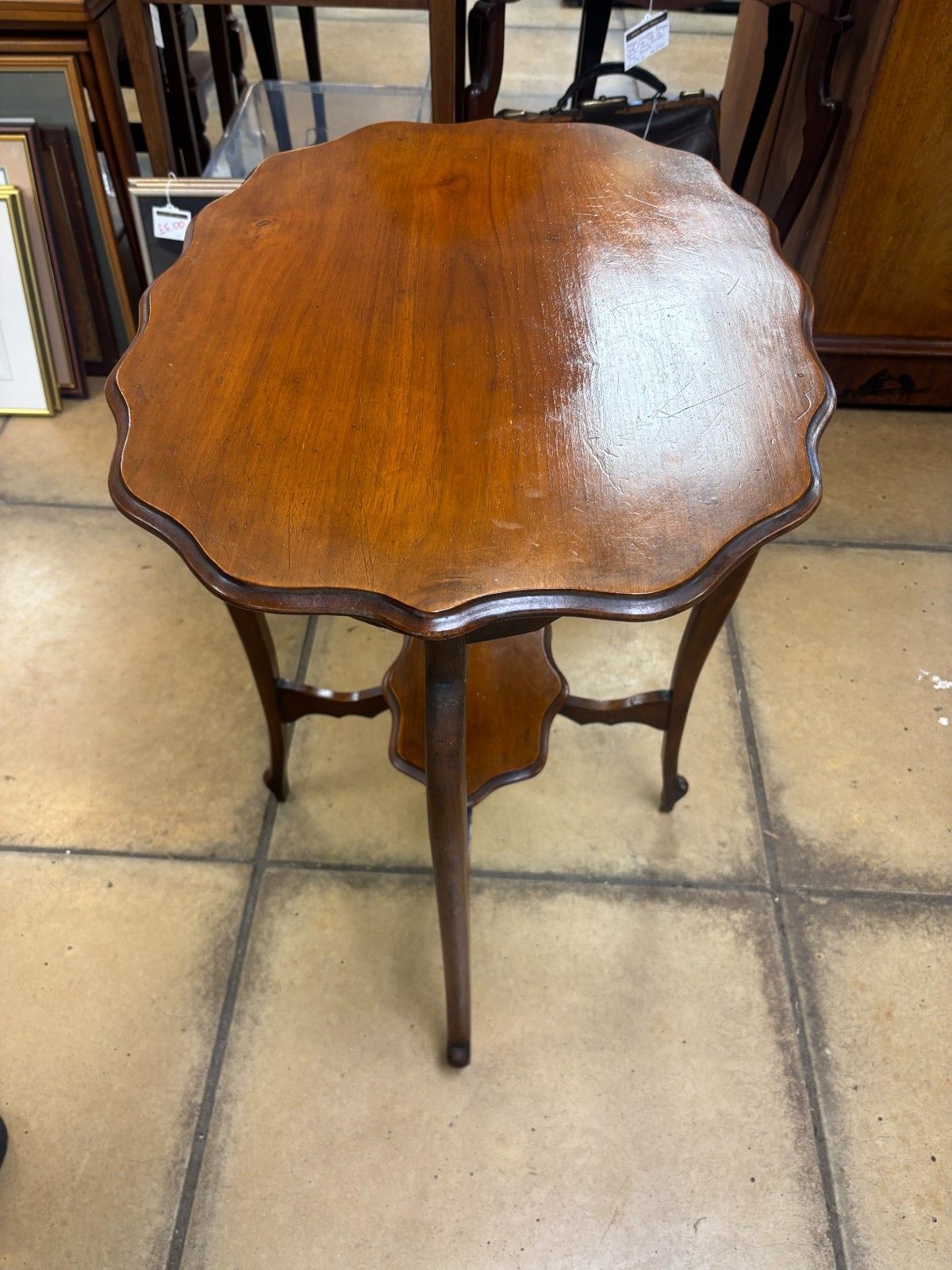 Edwardian Mahogany Two Tier Occasional/ Side Table With Scalloped Edge photo vinterior