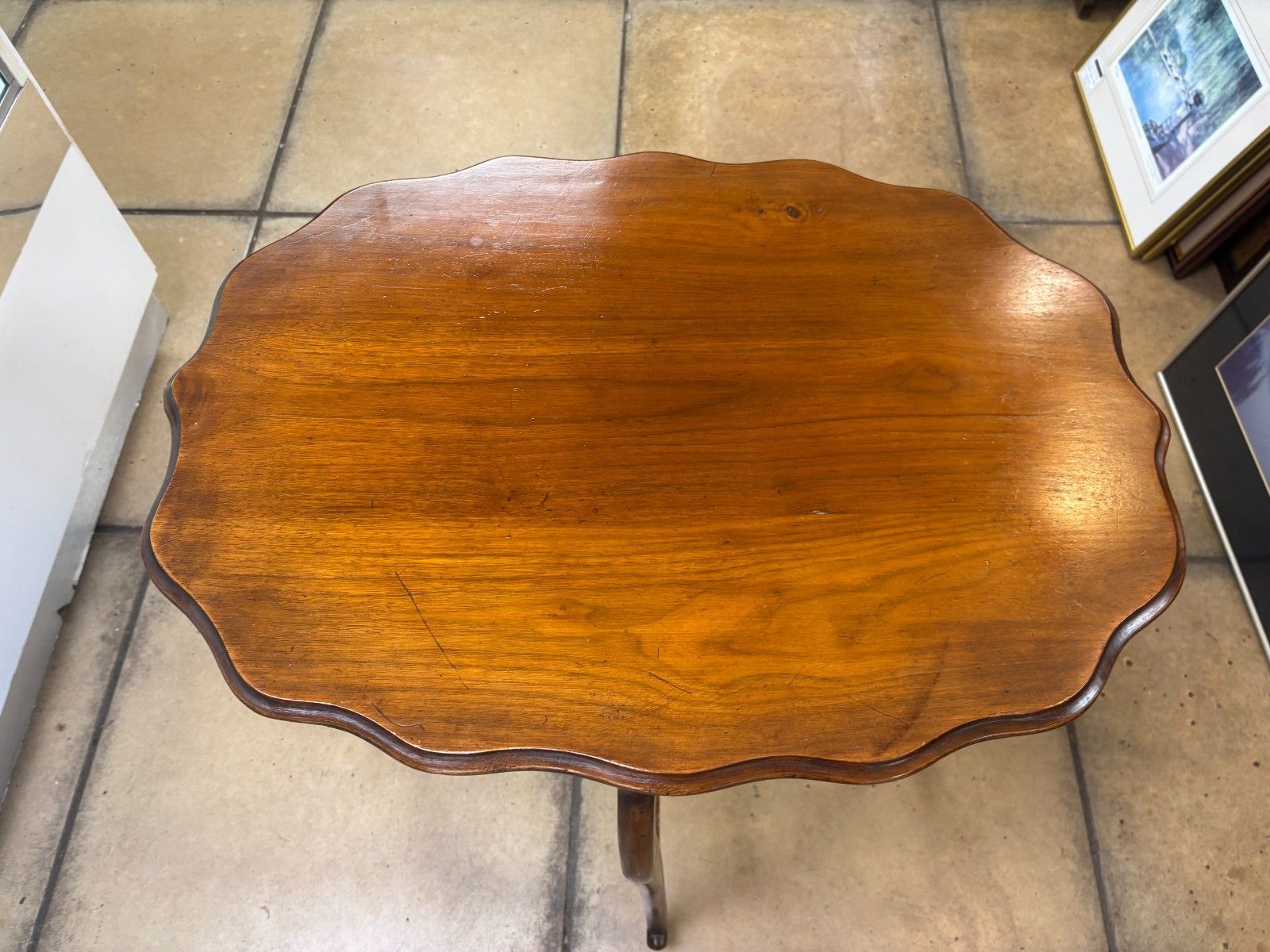 Edwardian Mahogany Two Tier Occasional/ Side Table With Scalloped Edge photo vintage