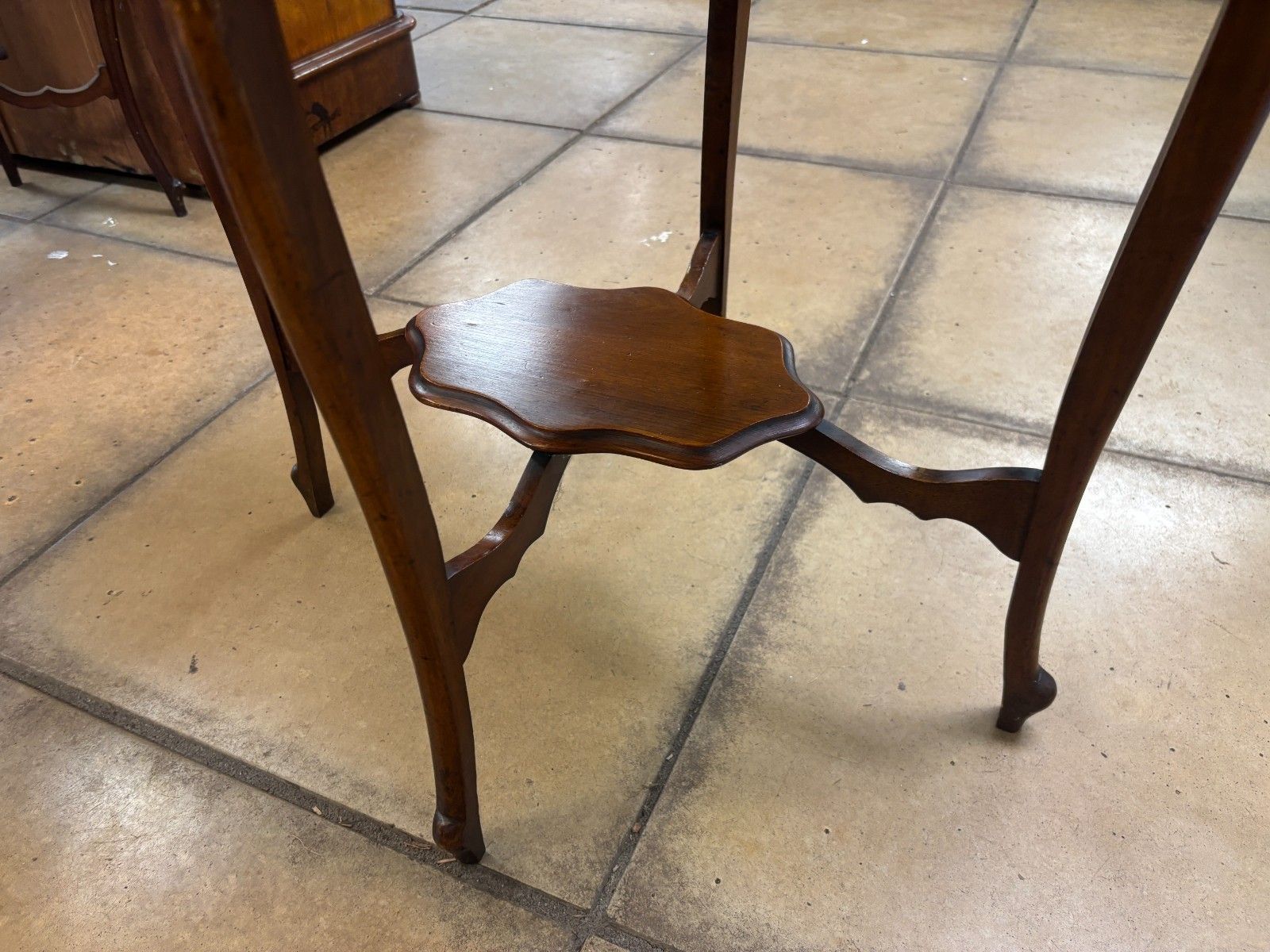 photo for sale Edwardian Mahogany Two Tier Occasional/ Side Table With Scalloped Edge