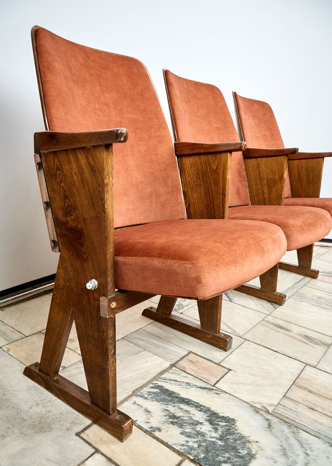 Vintage Triple Seat Cinema Chair, 1960s, Czechoslovakia photo furniture