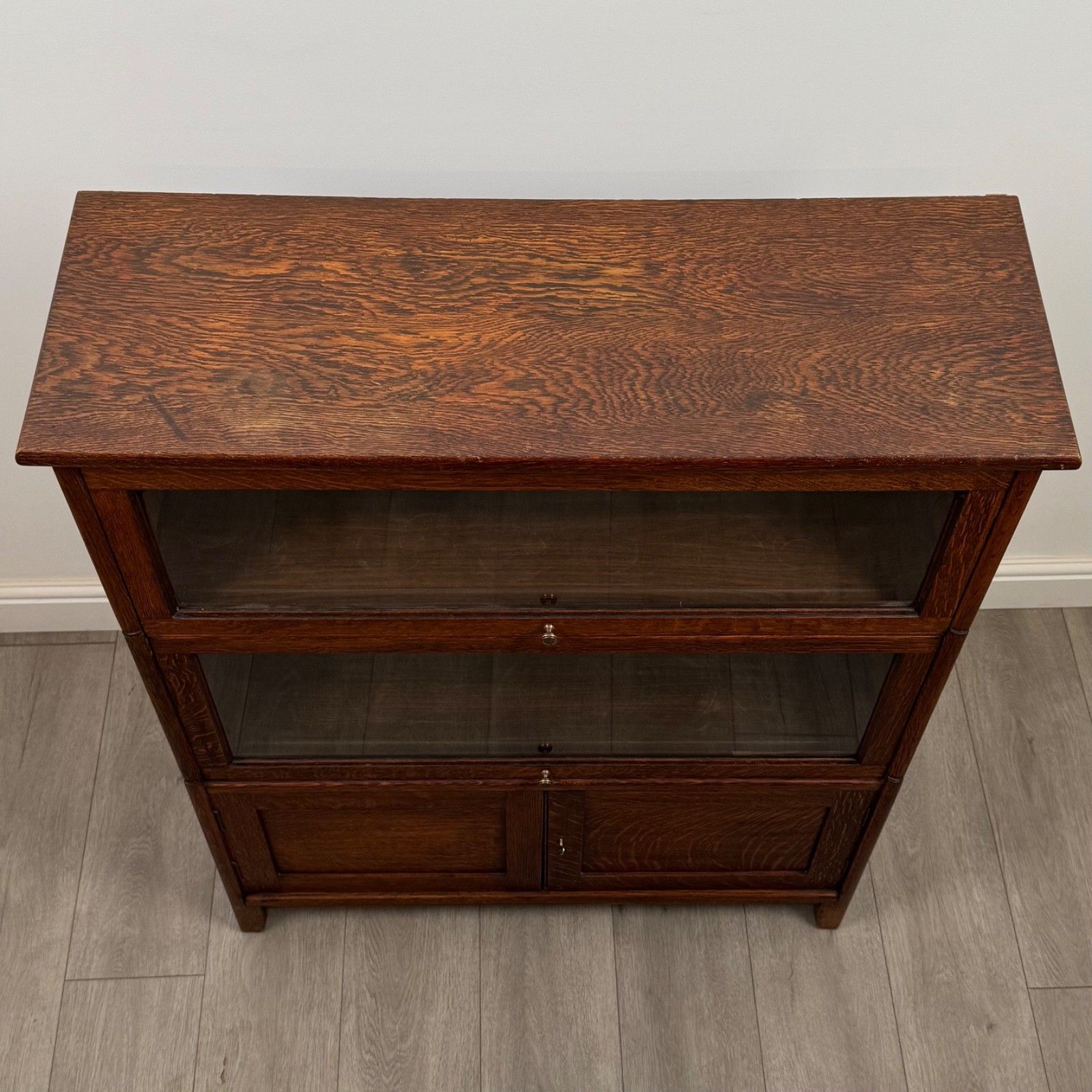 Furniture Antique 20th Century Globe Wernicke Style Cabinet In Oak photo