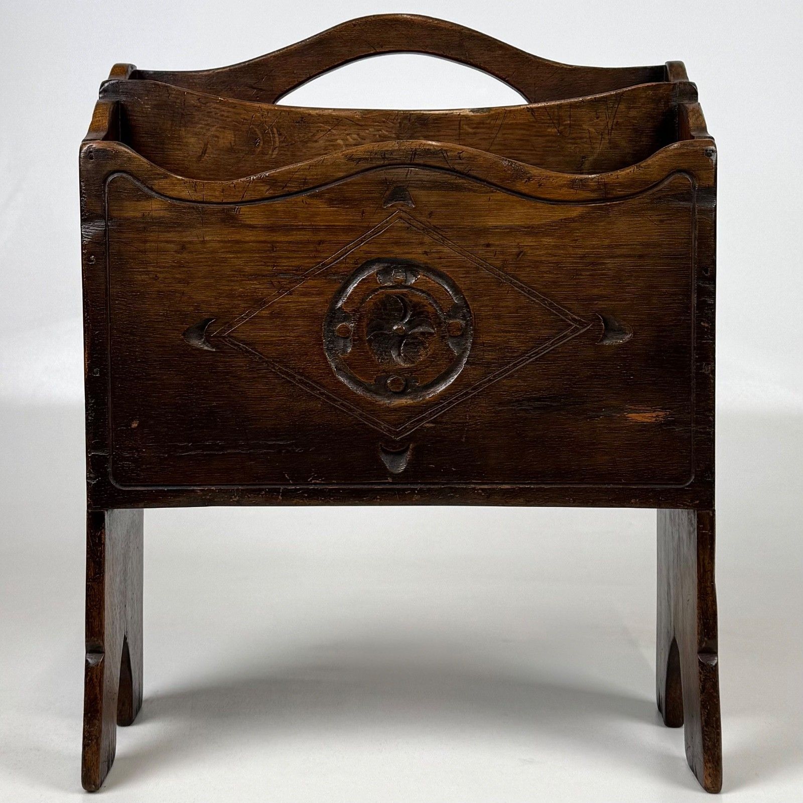 Antique 20th Century Good Quality Magazine Rack In Oak