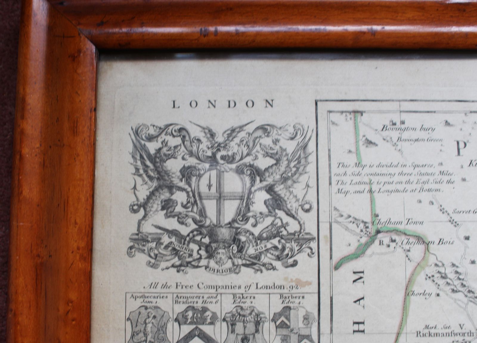 Map Of The County Of Middlesex By Richard William Seale  ~ 1760  photo furniture