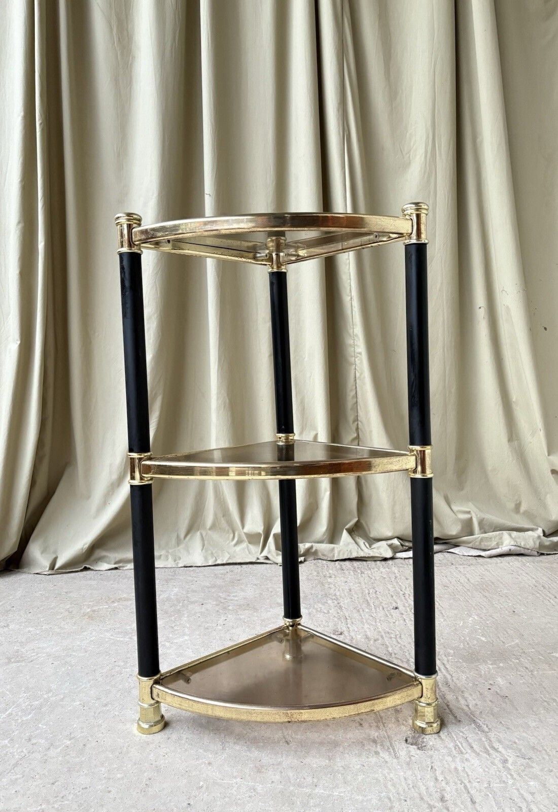 Vtg Mid Century Corner Shelf Shelving Unit Console Hollywood Regency Style R1041 photo furniture