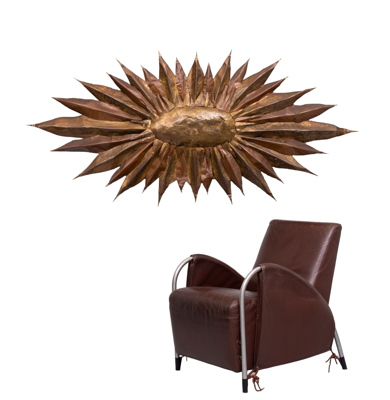 Stunning Large Handmade Brass Sunflower Wall Hanger 1960s photo buy