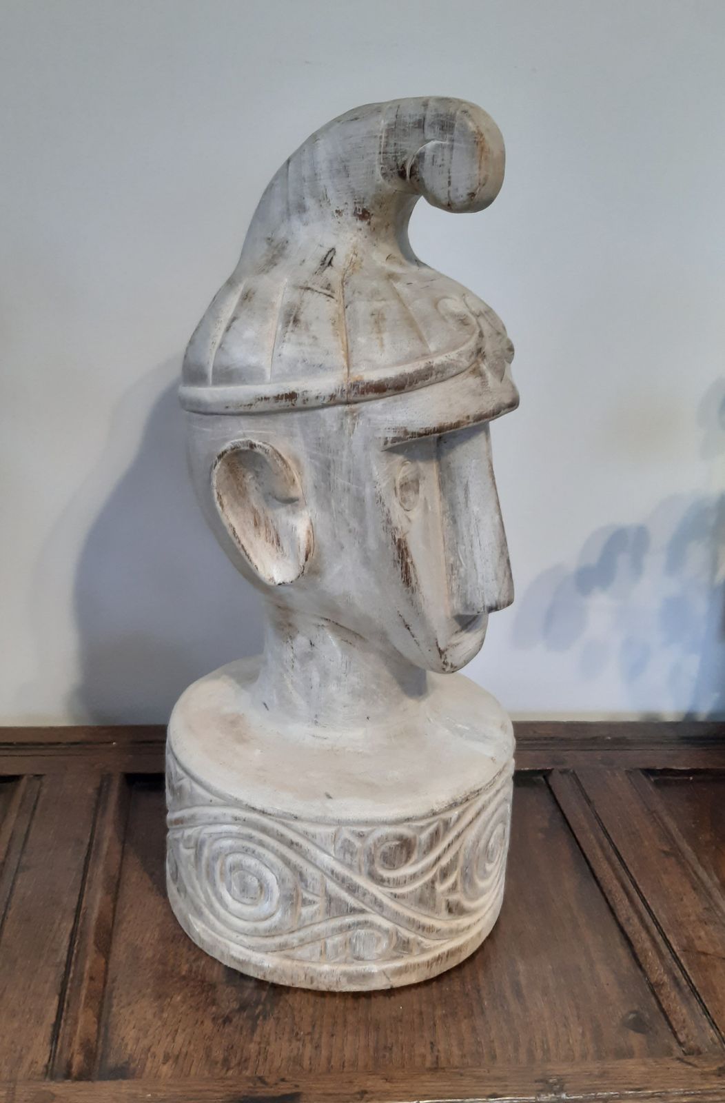 Carved Wooden Head Sculpture   Large, Tribal, Unusual, 20 Inches   Decorative photo furniture