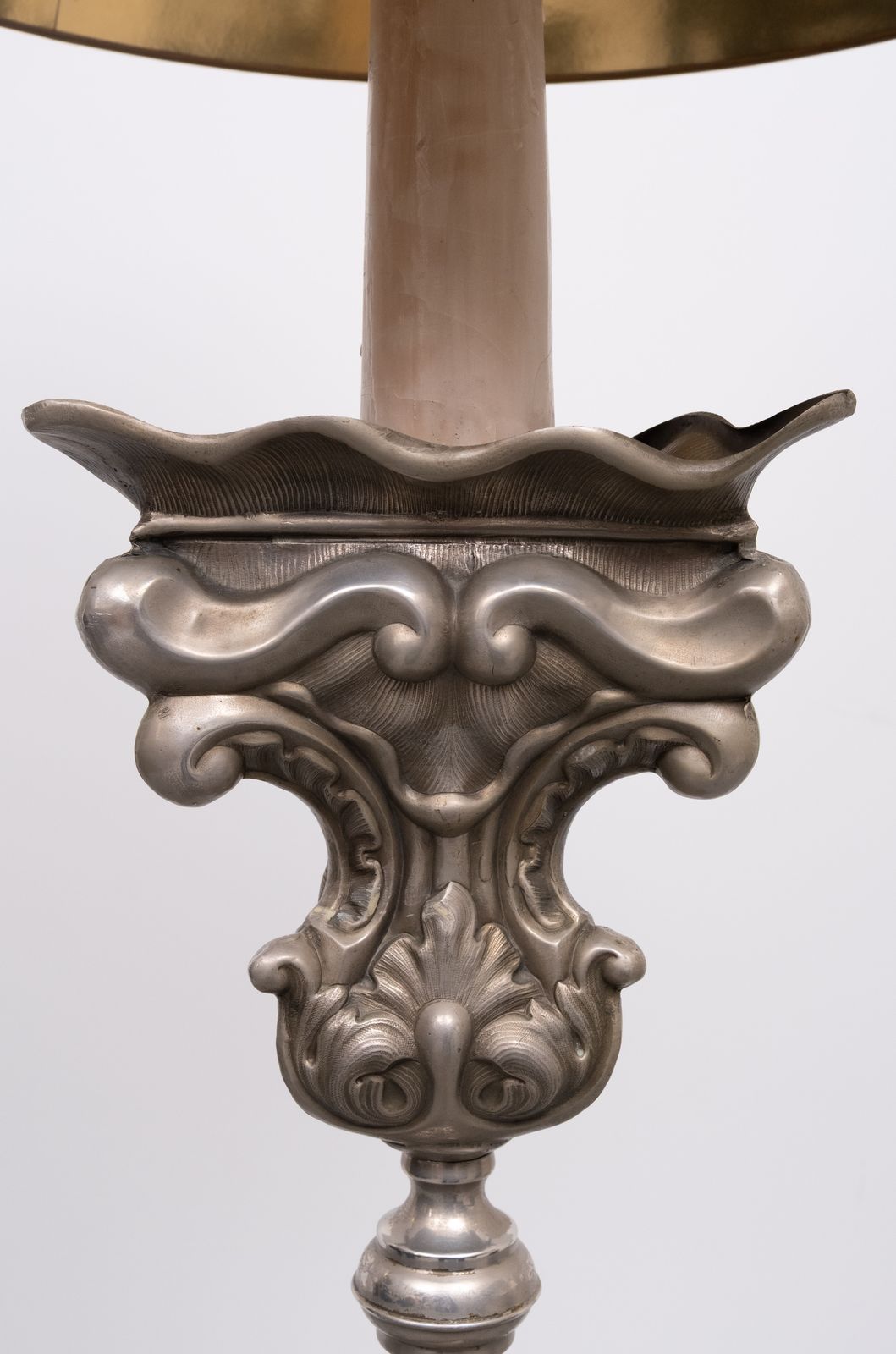 Stunning Antique Pewter Rococo Candlestick Floor Lamp Italy photo furniture