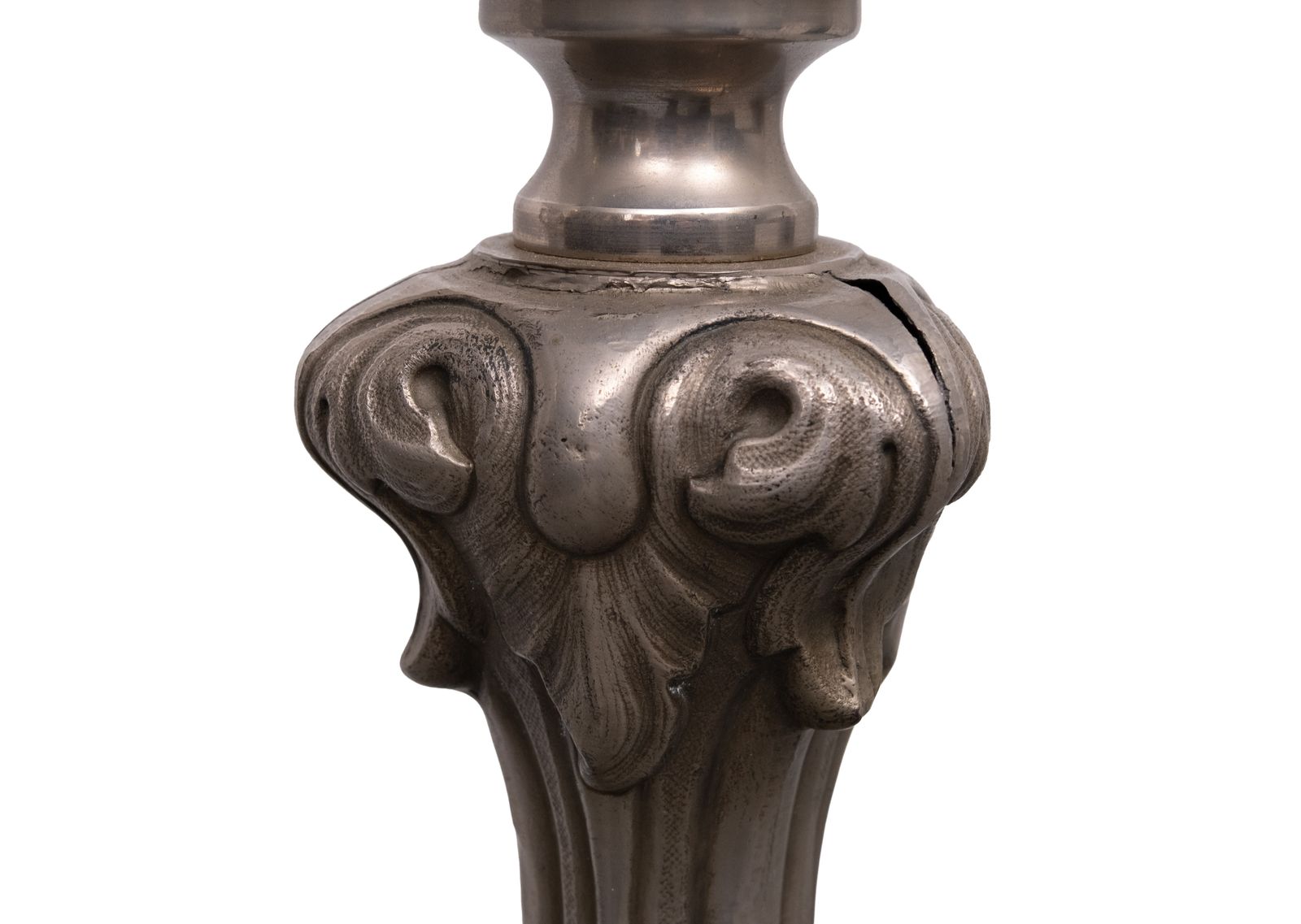 Stunning Antique Pewter Rococo Candlestick Floor Lamp Italy photo vinterior