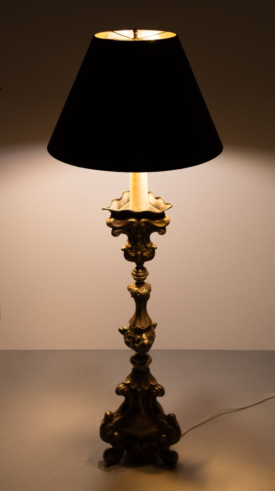 photo furniture Stunning Antique Pewter Rococo Candlestick Floor Lamp Italy